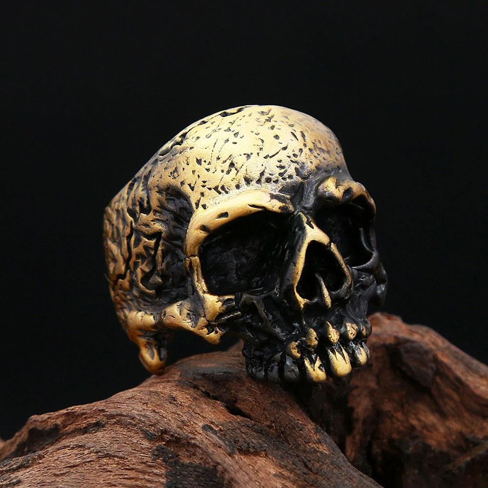 Vintage Gothic Vintage Golden Skull Ring Size ONE SIZE - 5 Thumbnail