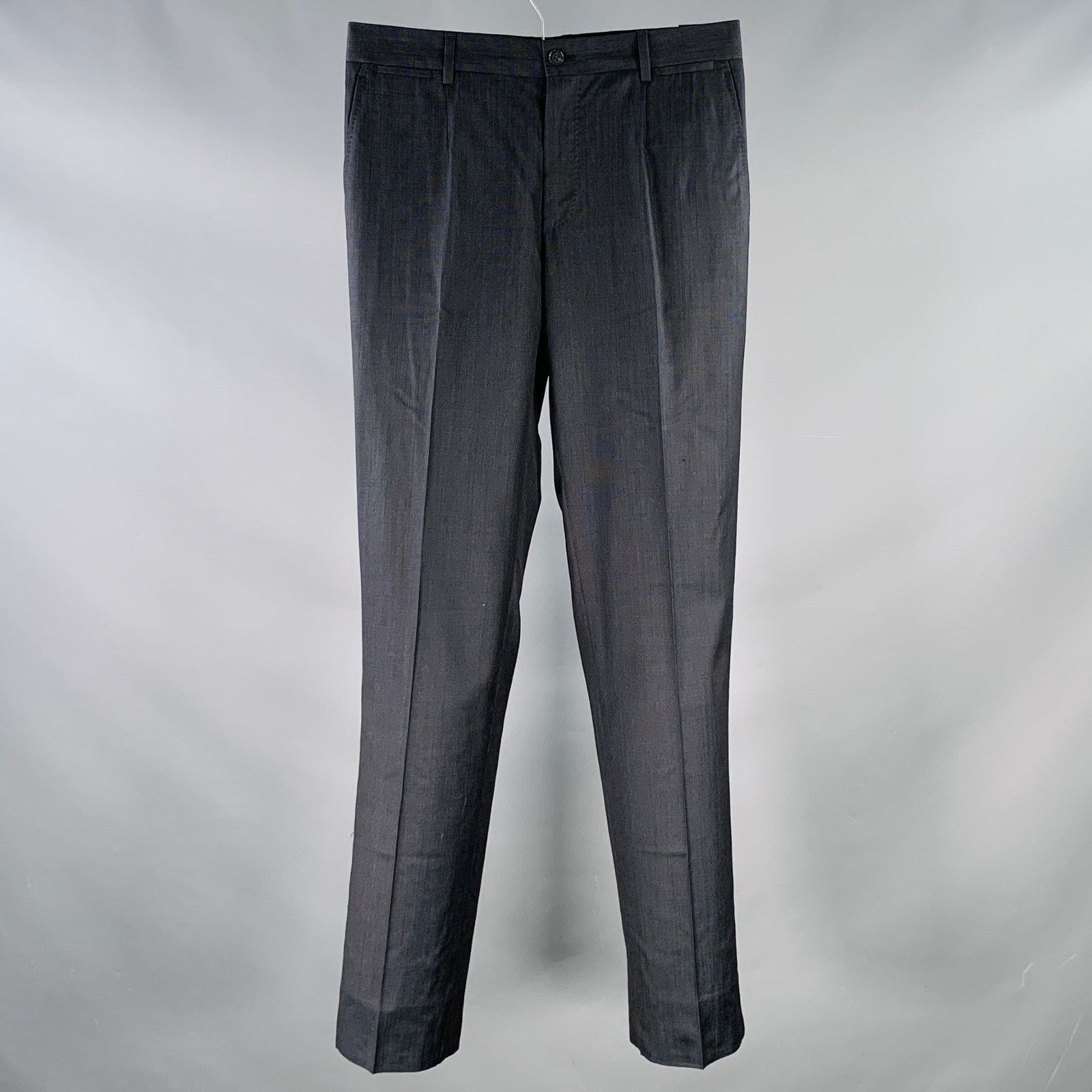 Dolce & Gabbana Size 30 Black Navy Dots Virgin Wool Silk Tapered Dress Pants Size US 30 / EU 46 - 1 Thumbnail
