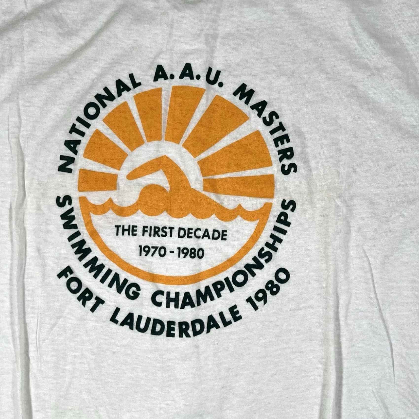 Hanes VINTAGE Hanes Masters Swimming Championship Ringer TShirt XL White Made in USA Mens Size US XL / EU 56 / 4 - 4 Thumbnail