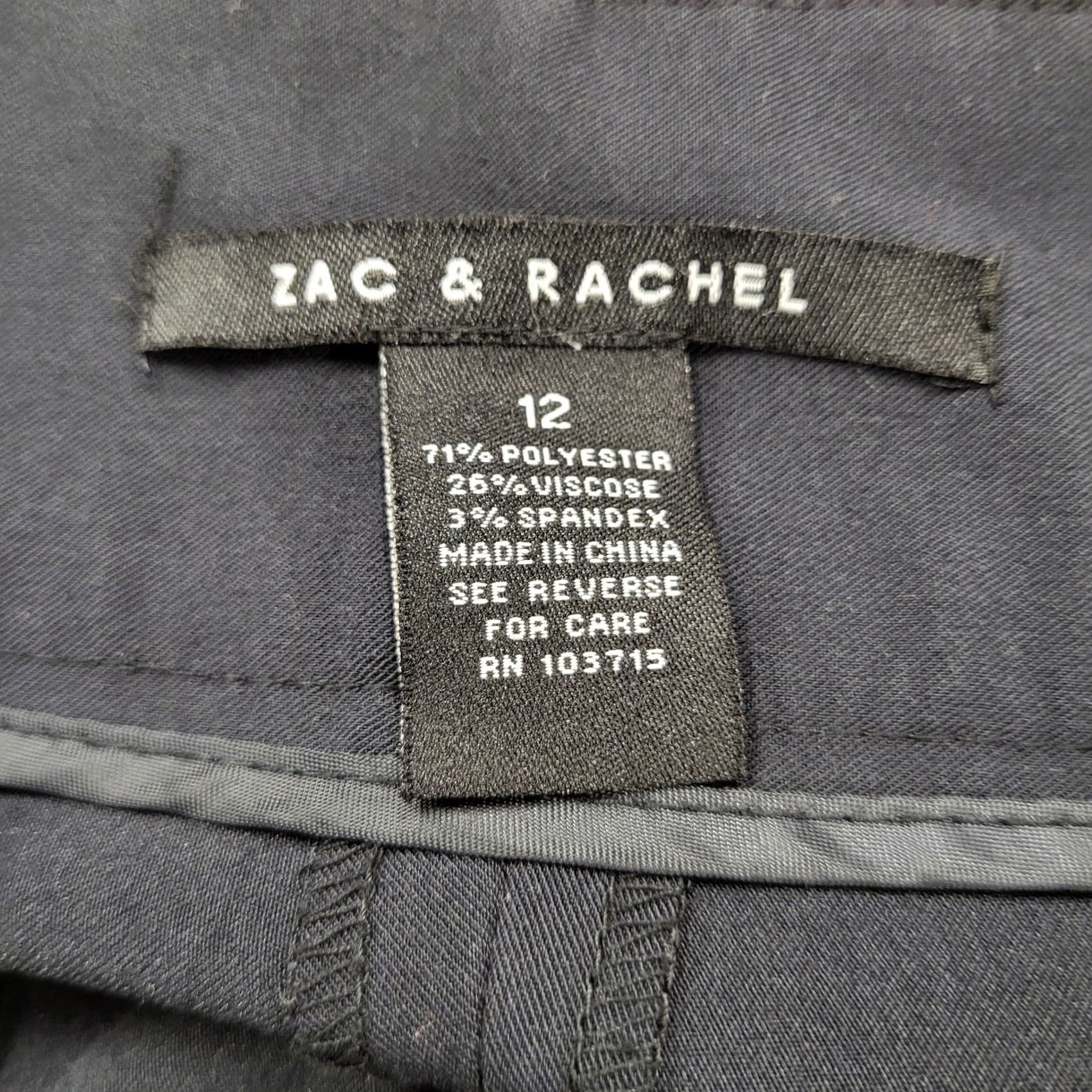 Vintage Zac & Rachel Women's Size 12 Flat Front Stretch Dress Pant Black Onyx Casual Dress Pants Wide-Leg Regular Fit Size 34" / US 12 / IT 48 - 3 Thumbnail