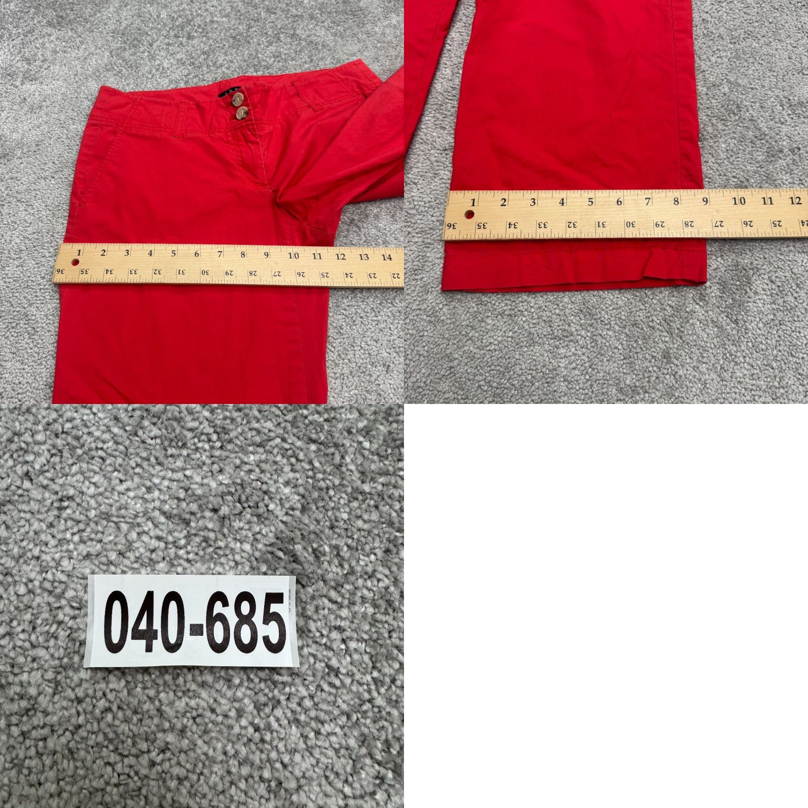 Banana Republic VINTAGE? No — Theory Wide Leg Cropped Chino Pants Womens 6 Red Mid Rise Cotton Trouser 32x23.5 Size 28" / US 6 / IT 42 - 10 Thumbnail
