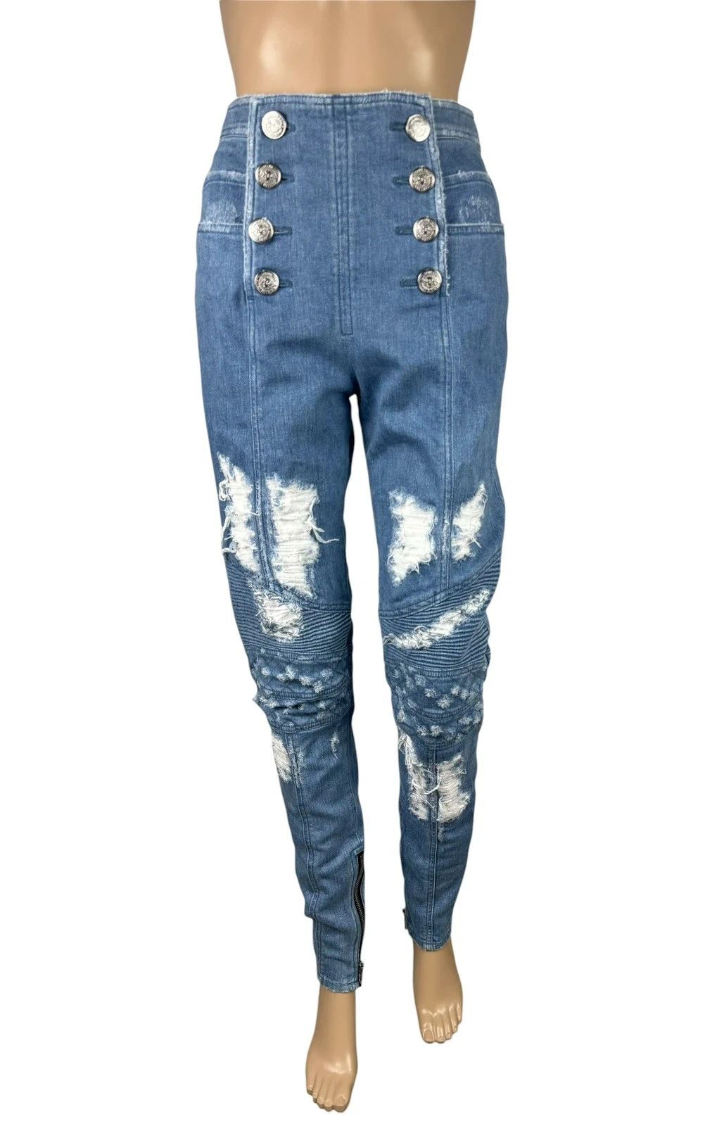 Balmain Balmain Moyen Jeans Distressed Retro High Rise size 40 Size 28" / US 6 / IT 42 - 1 Thumbnail