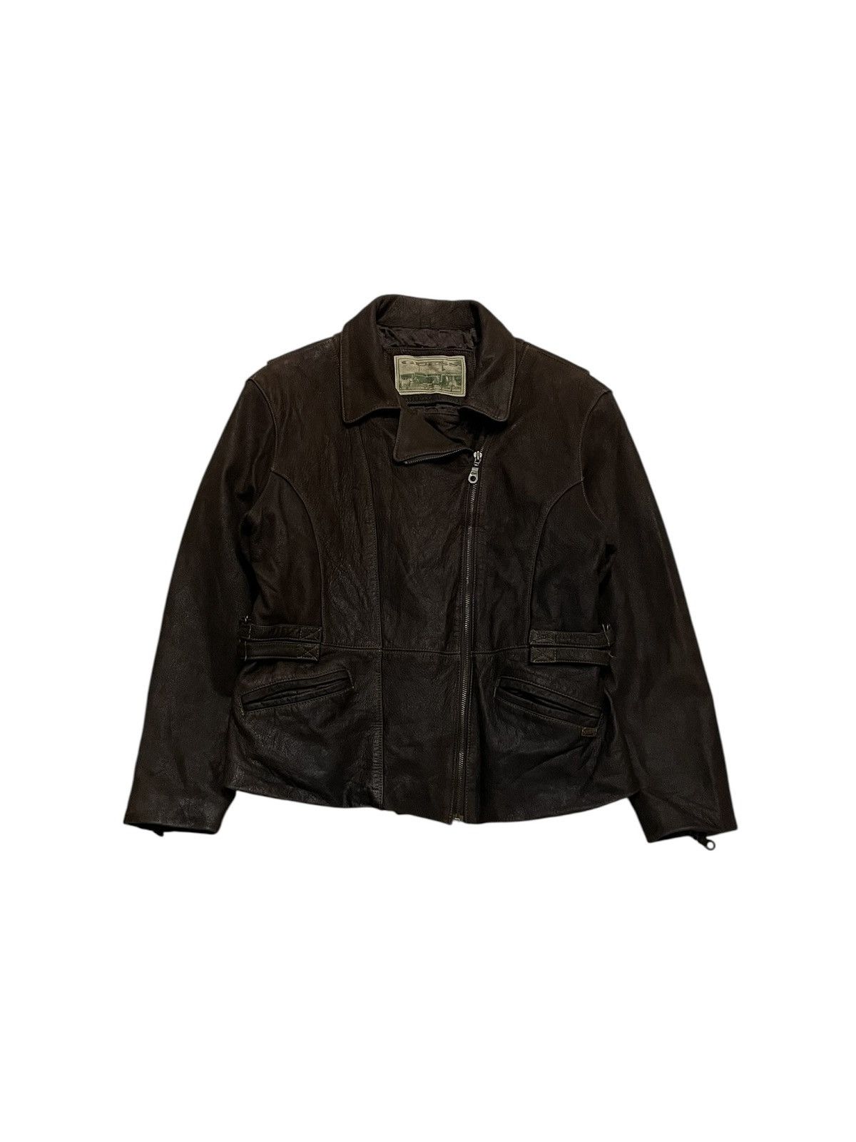 Guess 1990s Vintage GUESS Brown Leather Moto Jacket Size US M / EU 48-50 / 2 - 1 Thumbnail