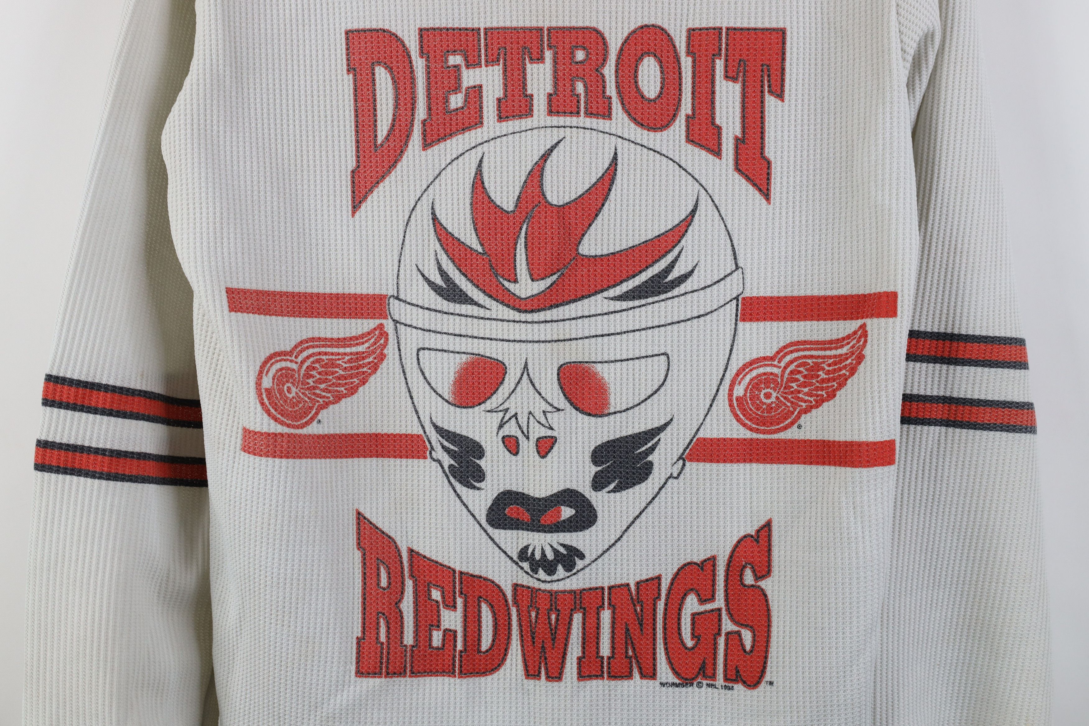 Vintage Vintage 90s Red Wings Waffle Knit Long Sleeve T-Shirt White Size US S / EU 44-46 / 1 - 4 Thumbnail