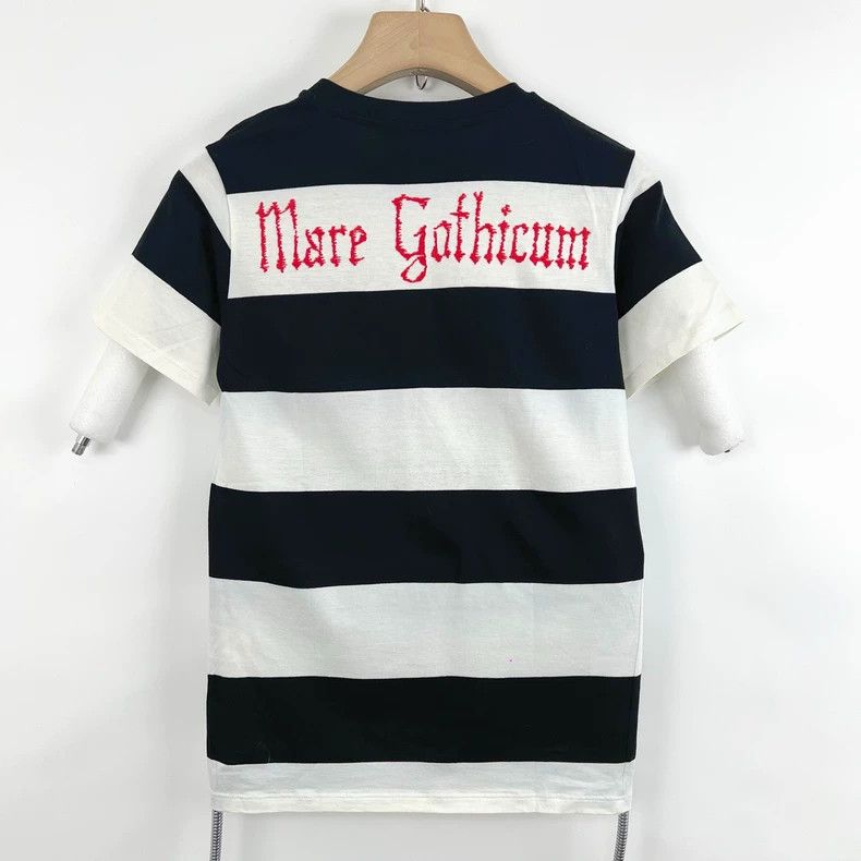 Gucci Gucci Black and white striped round-neck T-shirt with embr Size US S / EU 44-46 / 1 - 2 Thumbnail