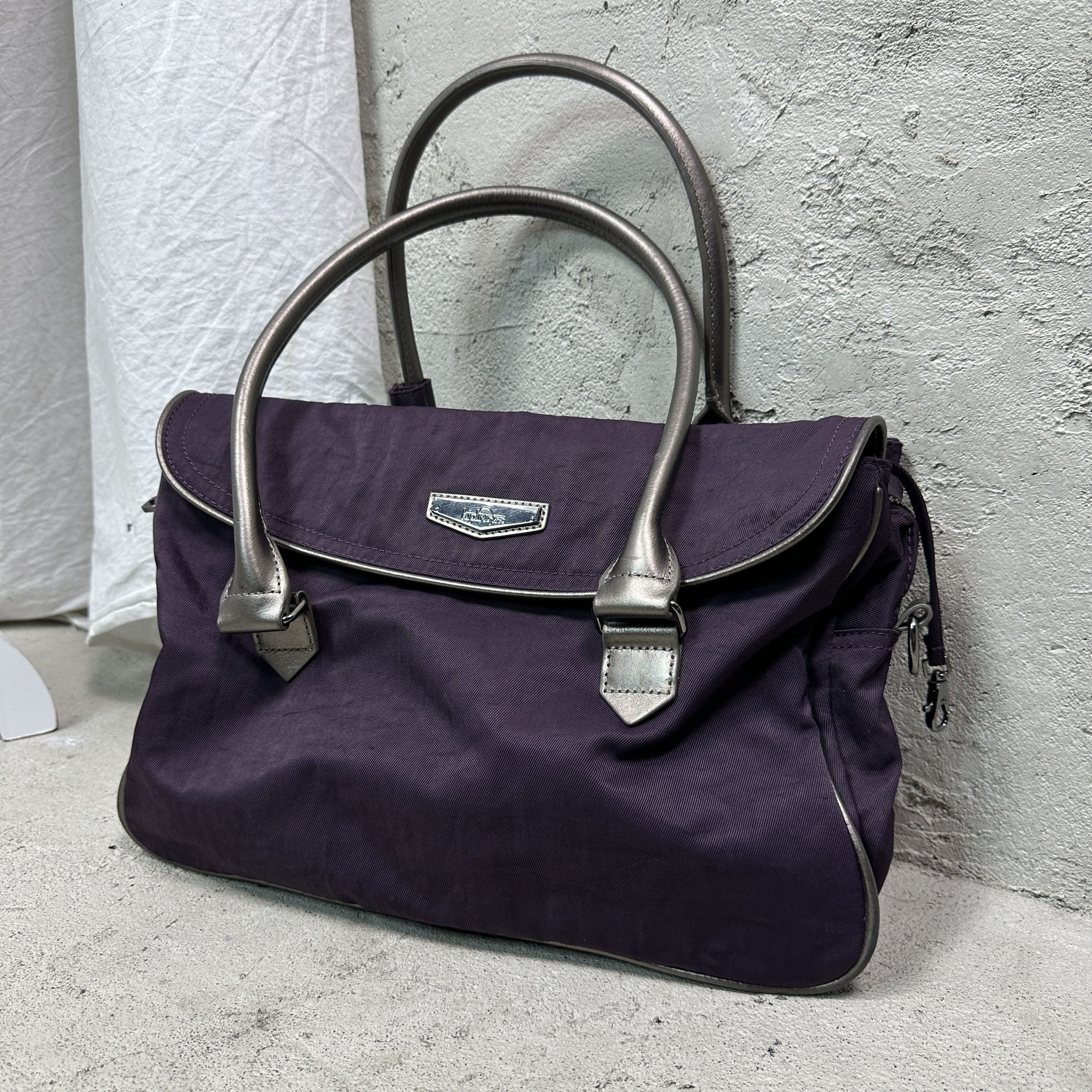 Vintage Vintage Grunge Nylon Kipling Shoulder Purple Plum Bag Y2K Size ONE SIZE - 5 Thumbnail