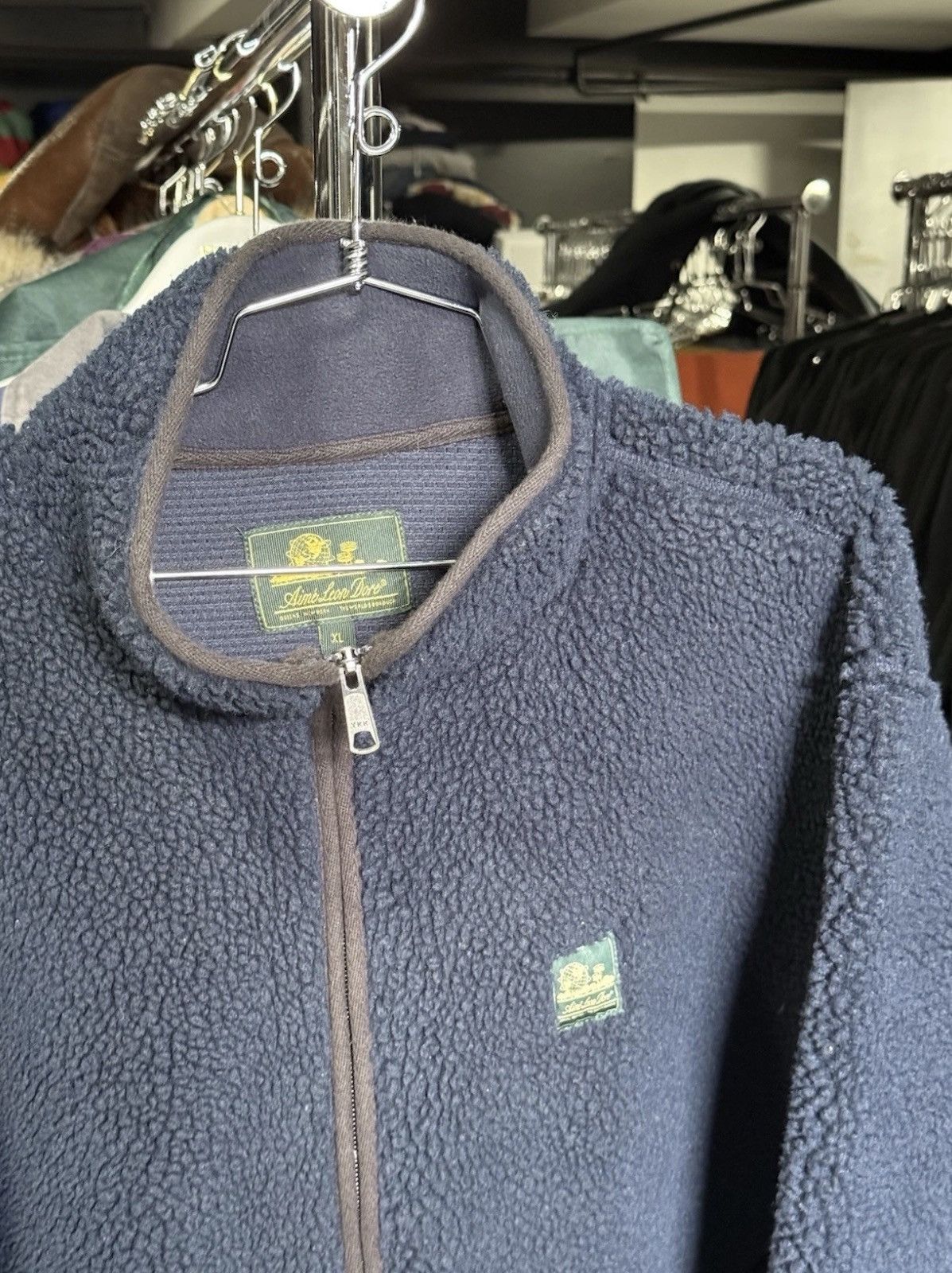Aime Leon Dore Fleece Jacket Full Zip Navy Blue Mens Size XL