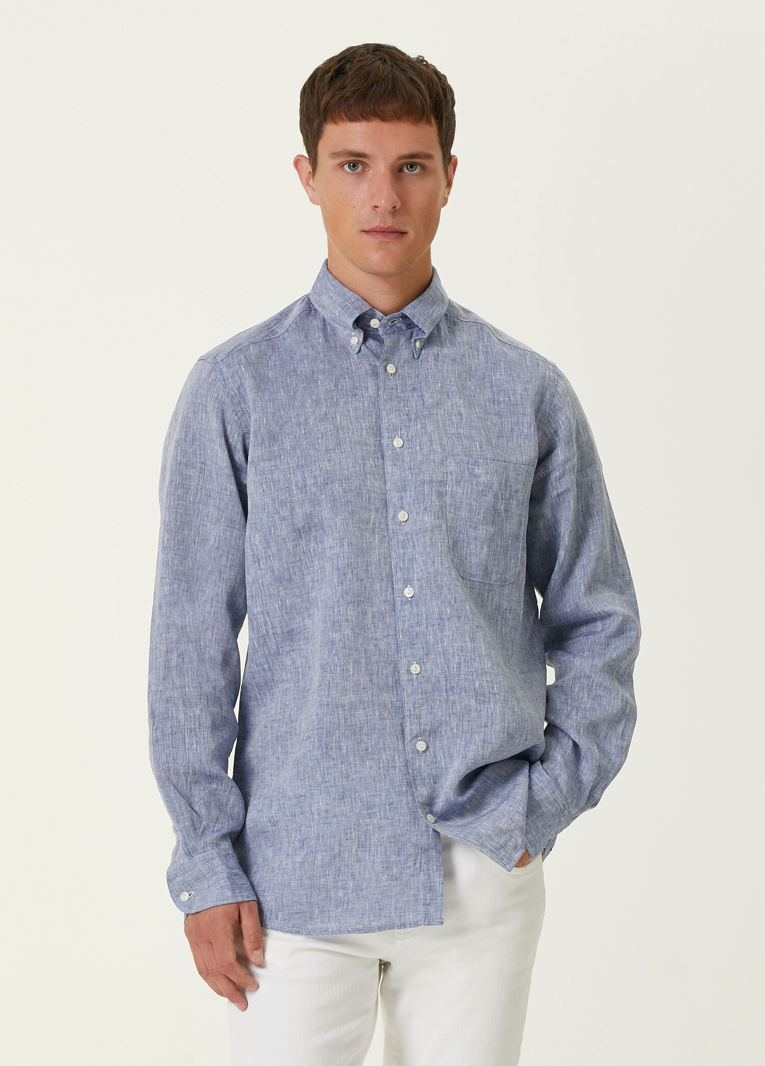 Eton ETON of Sweden contemporary fit blue linen shirt 41 Large Size US L / EU 52-54 / 3 - 2 Thumbnail