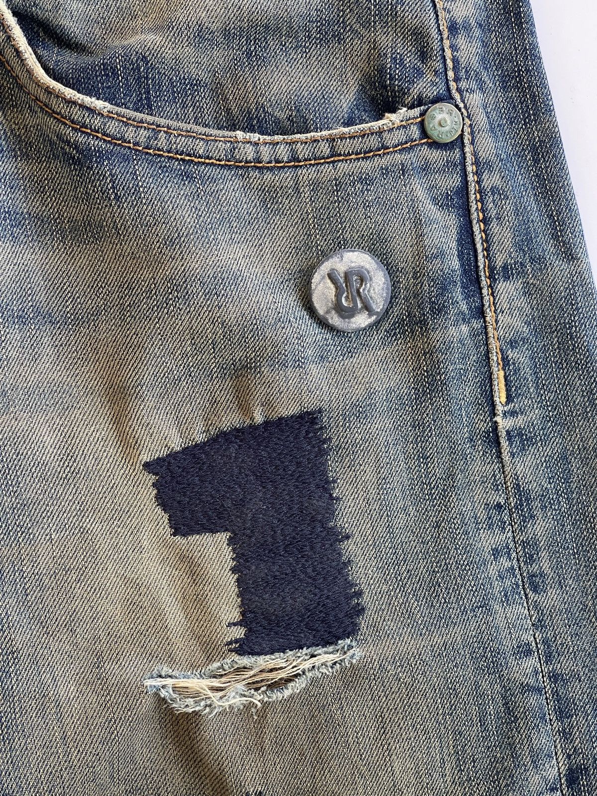 Japanese Brand Rag Recycle Dirty Distressed Jeans Size US 35 - 15 Thumbnail