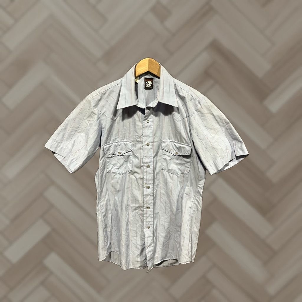 Armani VINTAGE Karman Mens Shirt Short Sleeve Button-Up Striped Blue Size M Size US M / EU 48-50 / 2 - 1 Thumbnail