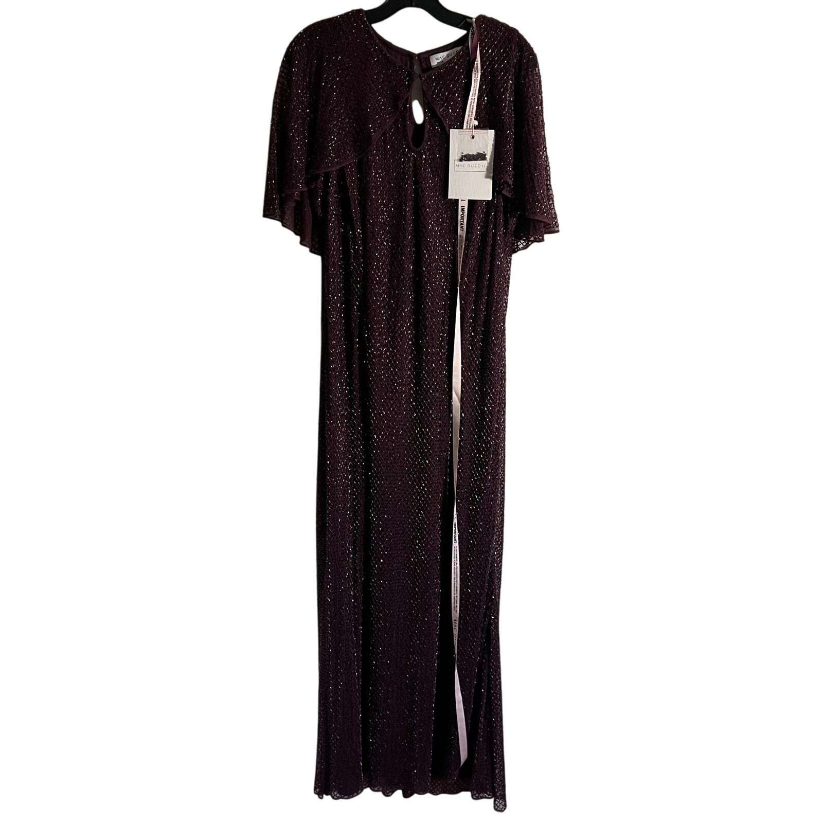 MACH & MACH Mac Duggal Sequin Cape Sleeve Gown Amethyst maxi dress 14 Size XL / US 12-14 / IT 48-50 - 3 Thumbnail