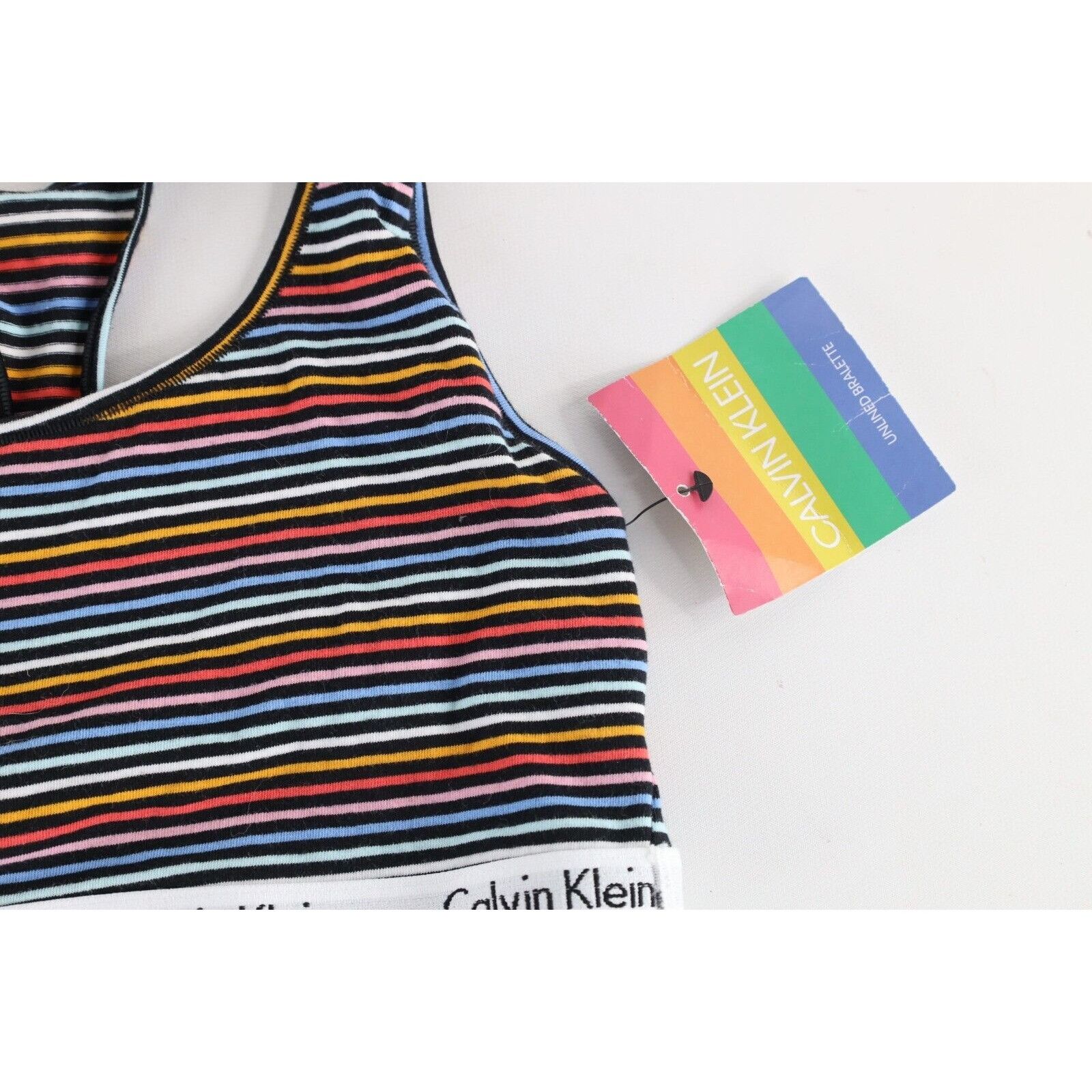 Calvin Klein × Vintage Deadstock Vintage Y2k Calvin Klein Rainbow Striped Bralette Size ONE SIZE - 3 Thumbnail