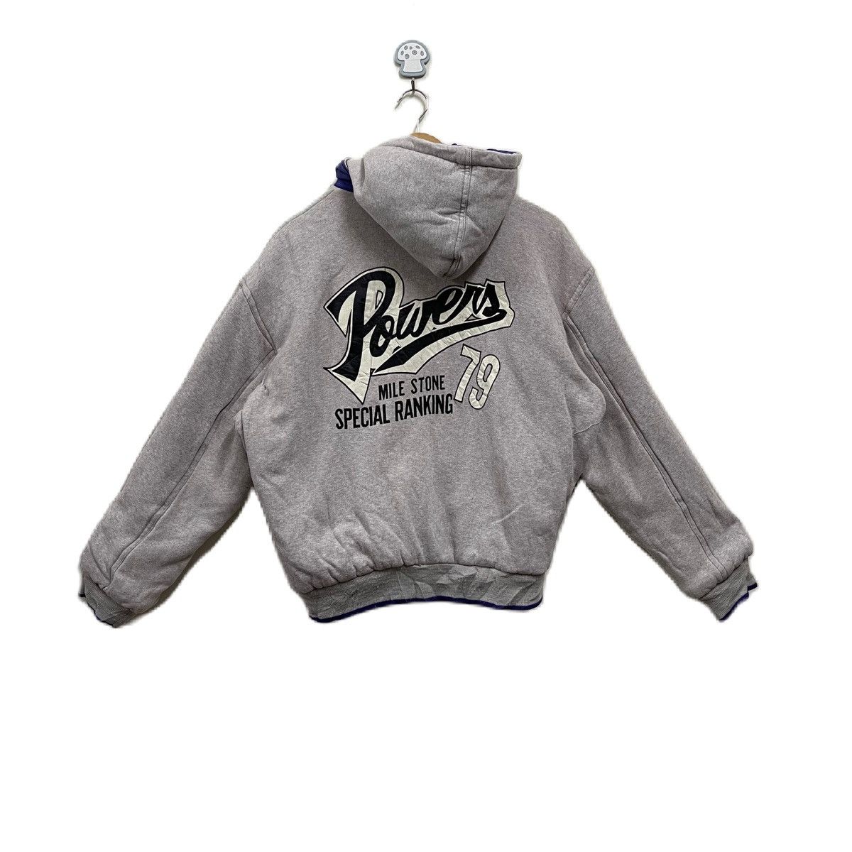image of 90's Milestone Lusty Power Reversible Bomber Jacket in Blue, Men's (Size Large)