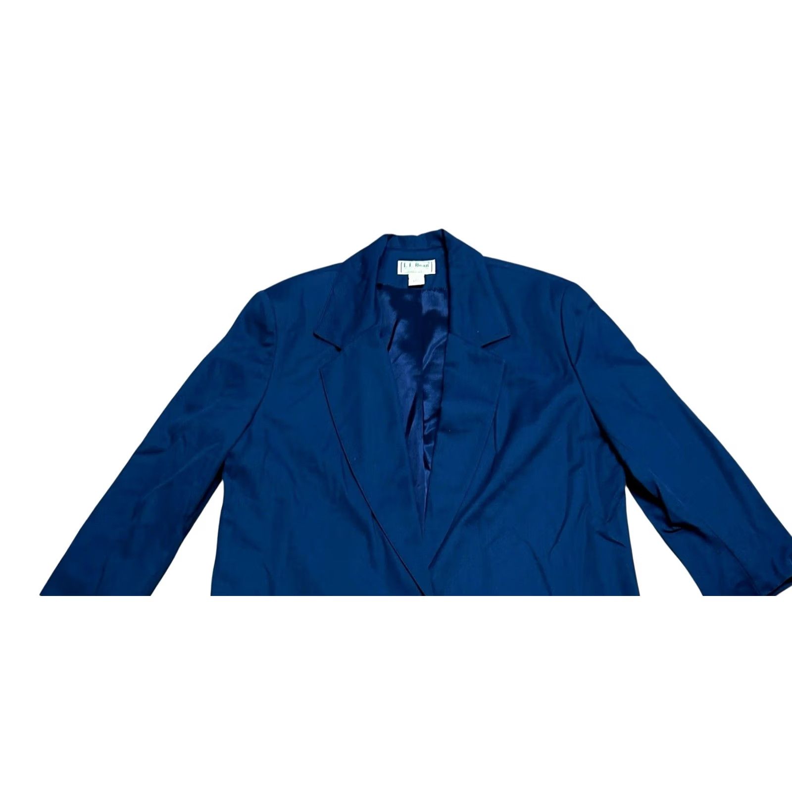Vintage VINTAGE LLBean Navy Blue Blazer 14 Womens Single-Breasted 1-Button Notch Lapel Regular Fit 100% Rayon Made In USA 80s 90s Size XL / US 12-14 / IT 48-50 - 5 Thumbnail