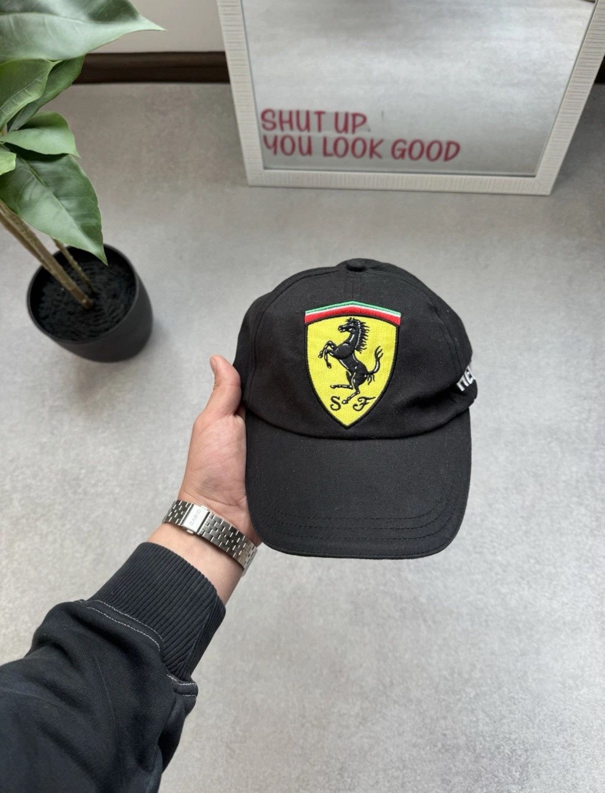 Ferrari Vintage Ferrari Big Logo Racing Black Cap Men One Size Size ONE SIZE - 1 Thumbnail