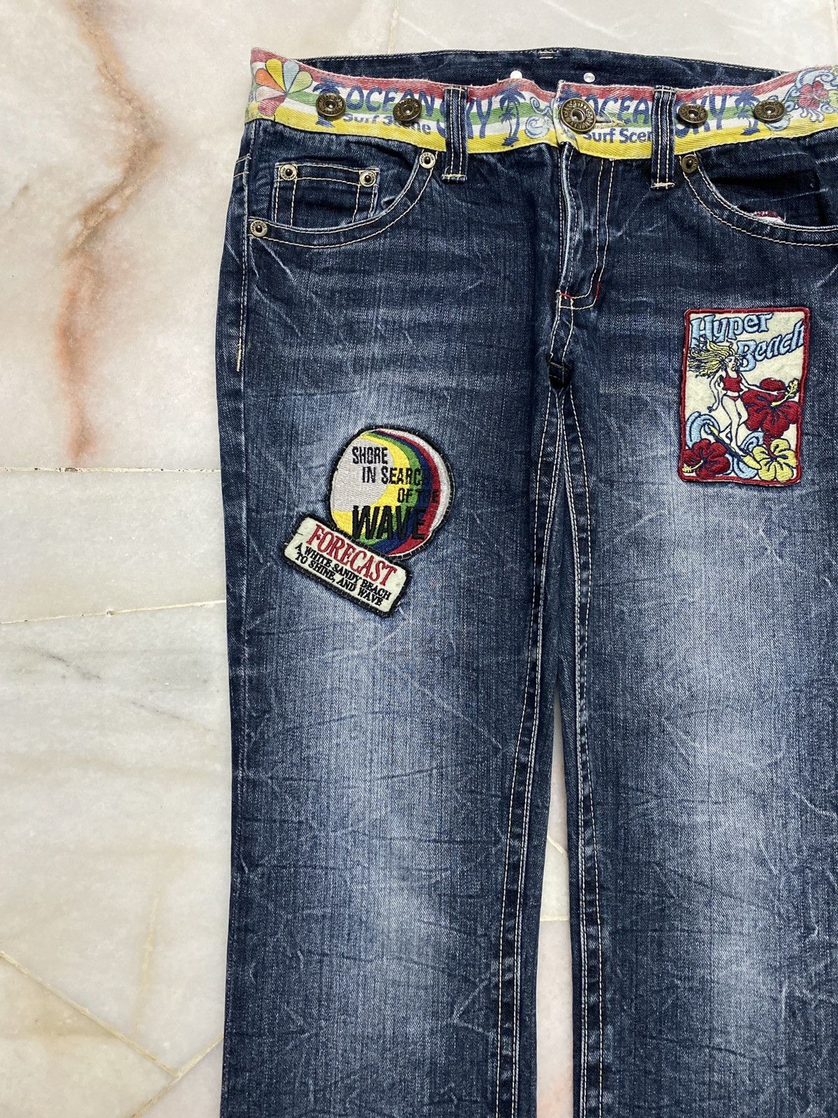 If Six Was Nine × Vintage 💥Vintage 90s Style Hyper Beach Stone Wash Patch Jeans Rare Size US 30 / EU 46 - 4 Thumbnail