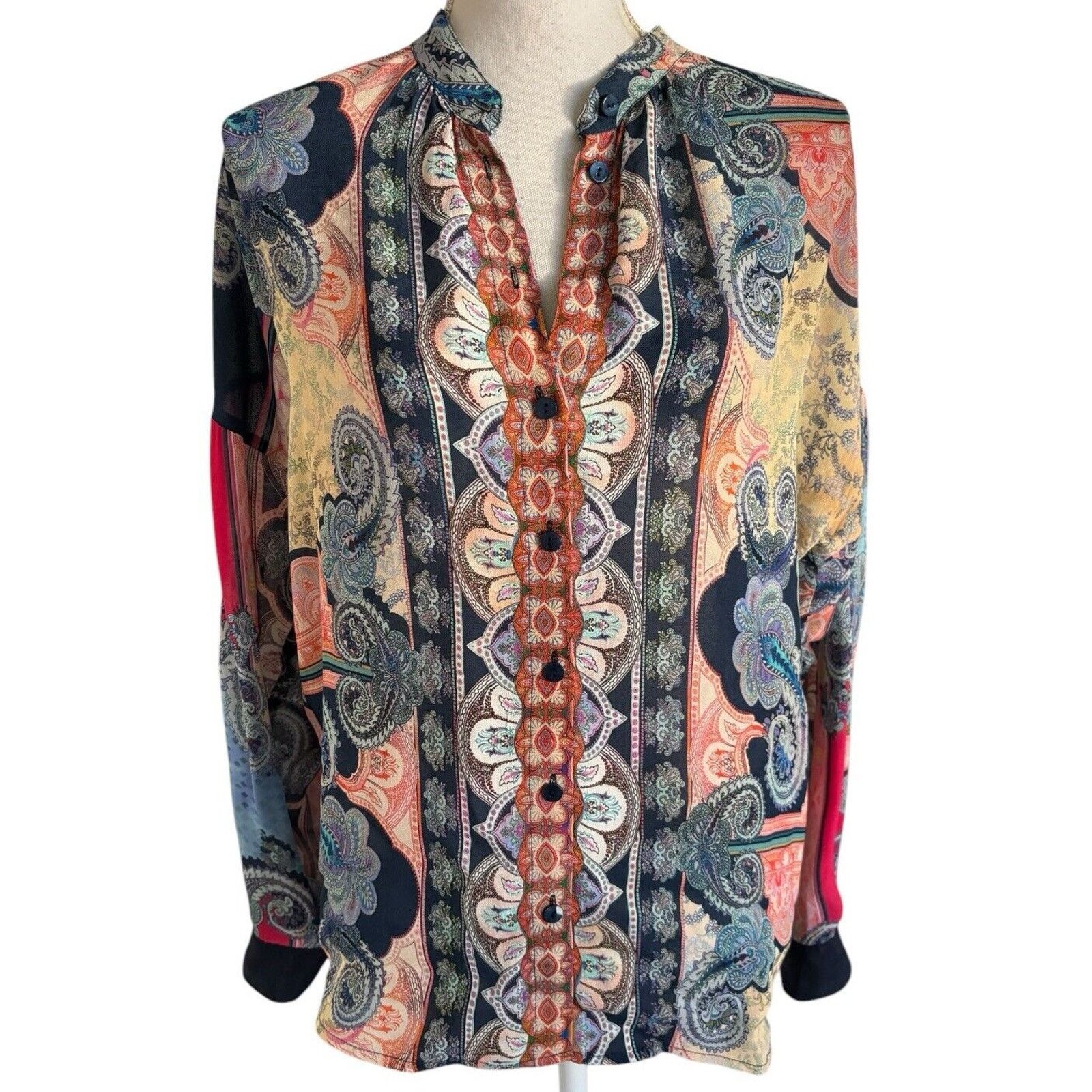 Johnny Was Johnny Was Onda Blouse S Paisley Bishop Sleeve Button Up Size S / US 4 / IT 40 - 1 Thumbnail