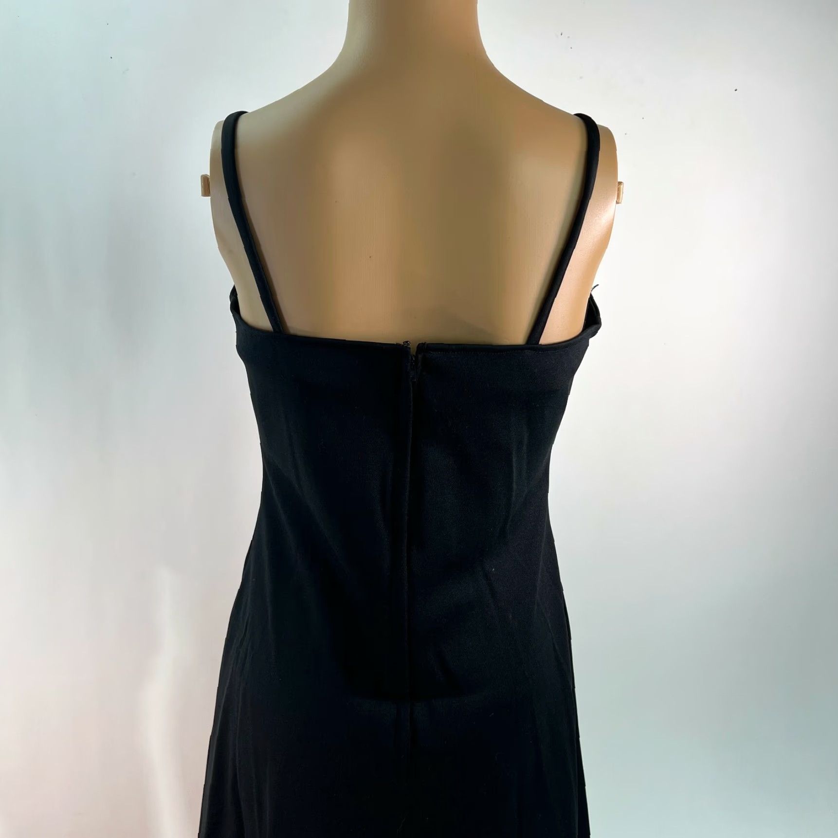 Vintage VTG ILGWU Spaghetti Straps Zipper Rauched Black A Line Mini Dress Womens SZ 9 Size M / US 6-8 / IT 42-44 - 6 Thumbnail