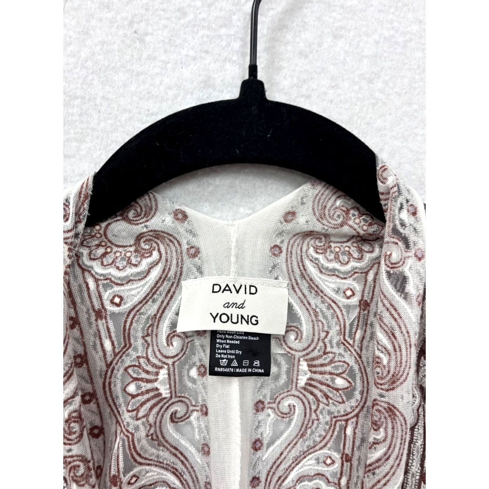 Vintage David And Young Paisley Sheer Fringe Kimono Cardigan Womens OS One Size White Polyester Rayon Blouse Open Front Fringe Shawl 90s? Size ONE SIZE - 3 Thumbnail