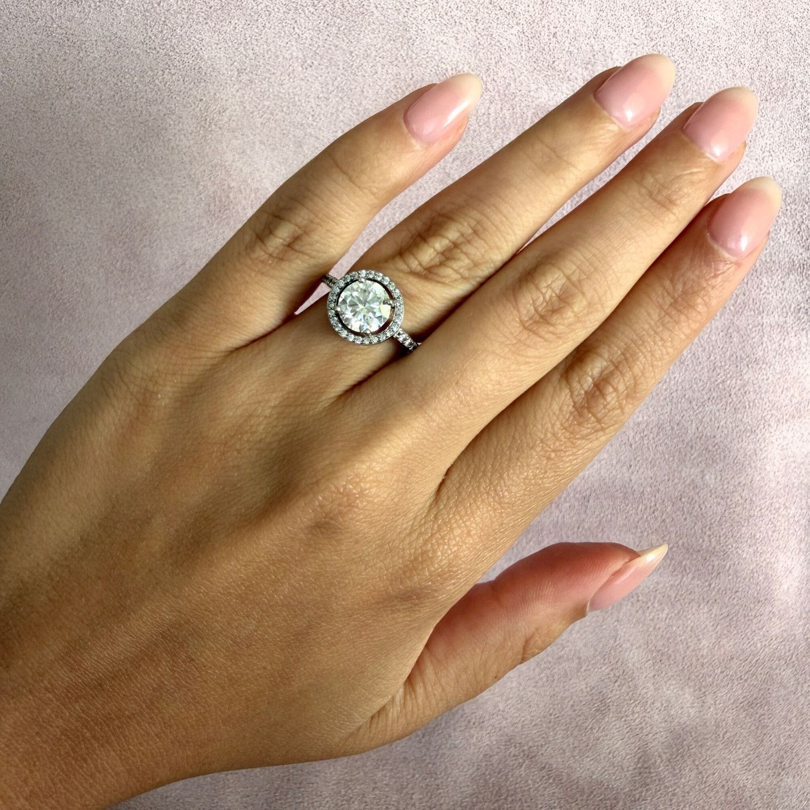 Sterling Silver sterling silver round-cut cz & halo ring size 5.25 Size ONE SIZE - 2 Thumbnail
