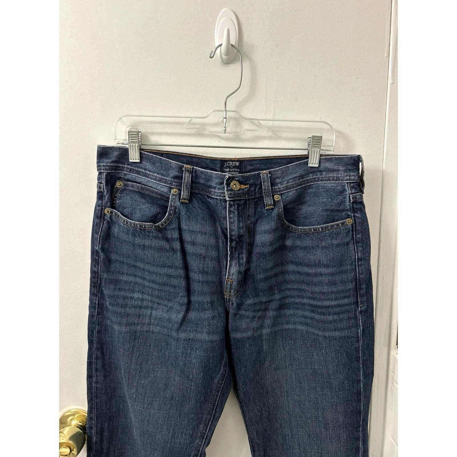 Denime J Crew The Sutton Jeans Mens 32x34 Dark Wash Blue Straight Leg Denim Pants Size US 32 / EU 48 - 2 Thumbnail