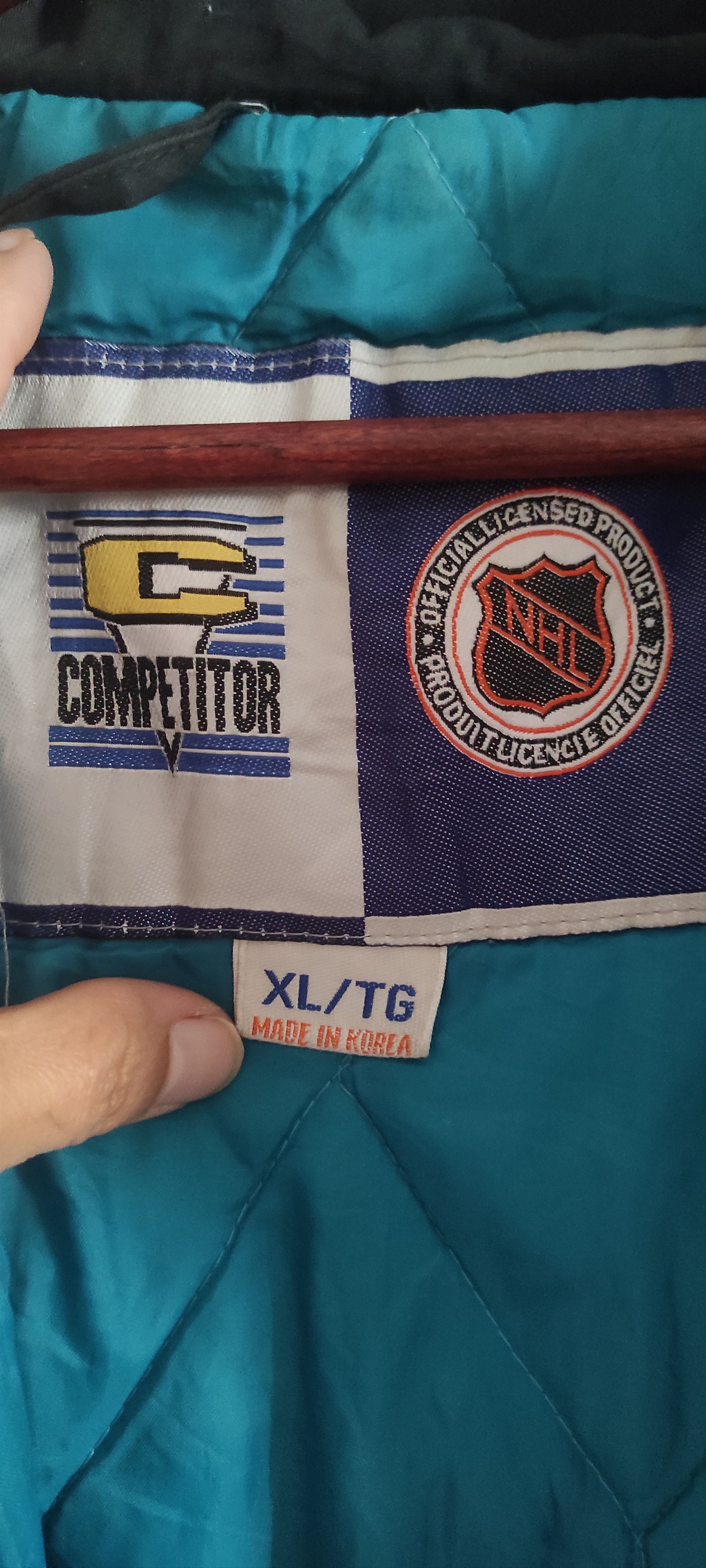 NHL × Vintage Vtg San Jose Sharks Hooded Bomber Parka Hockey Jacket Size US XL / EU 56 / 4 - 6 Thumbnail
