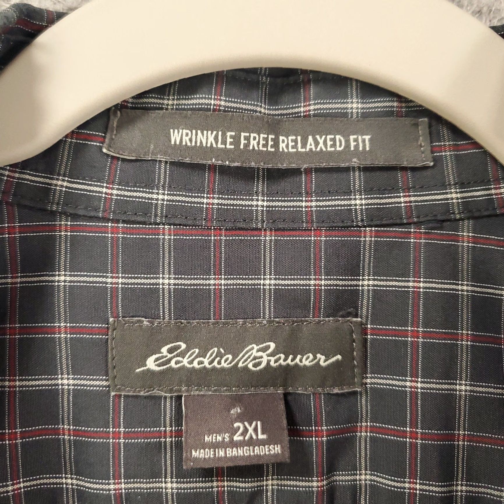 Eddie Bauer Eddie Bauer Shirt Mens 2XL Gray Red Plaid Button Up Wrinkle Free Relaxed Fit Size US XXL / EU 58 / 5 - 7 Thumbnail