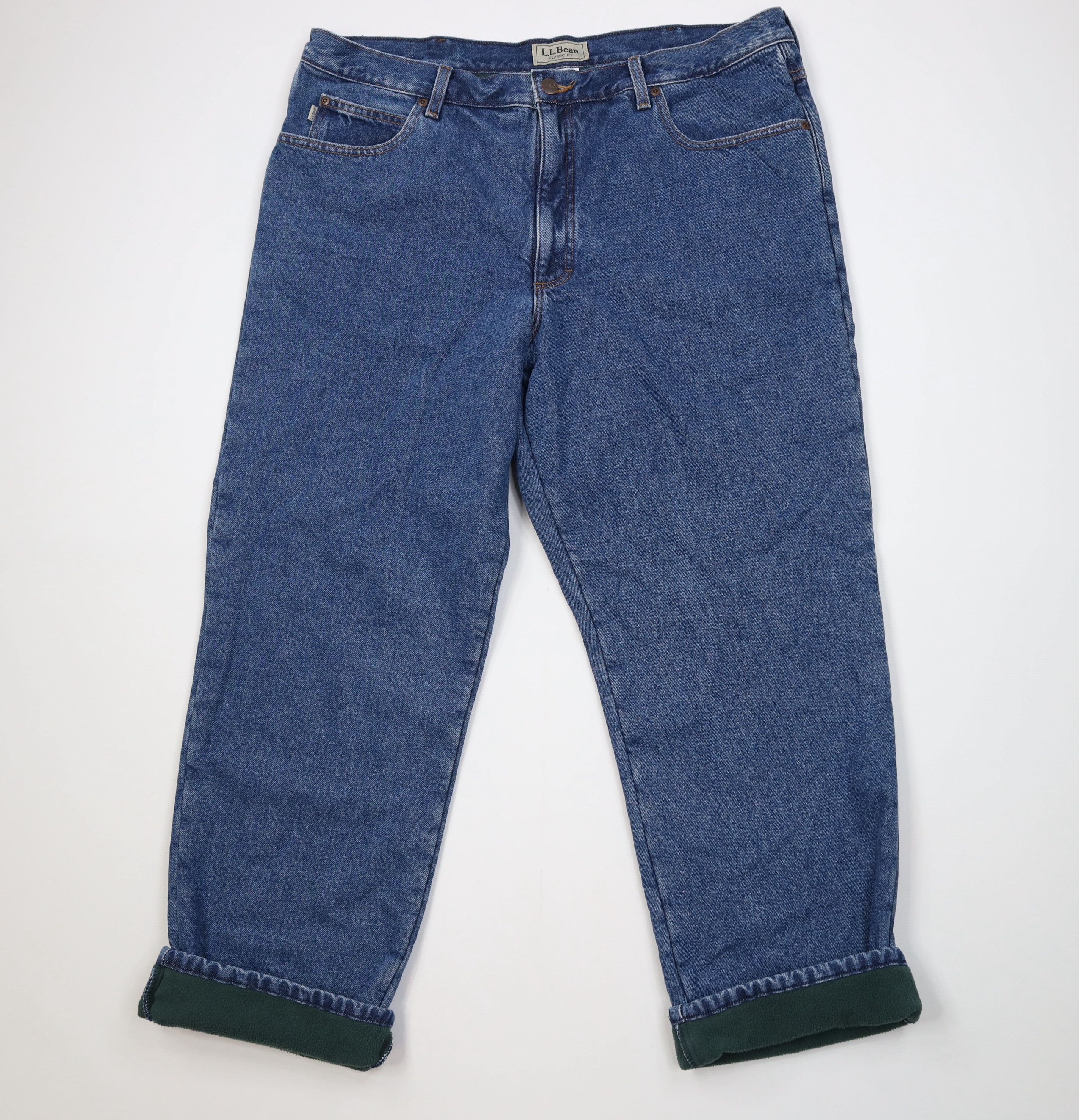 L.L. Bean Vintage LL Bean Fleece Lined Heavy Wide Leg Denim Jeans Blue Size US 40 / EU 56 - 1 Thumbnail