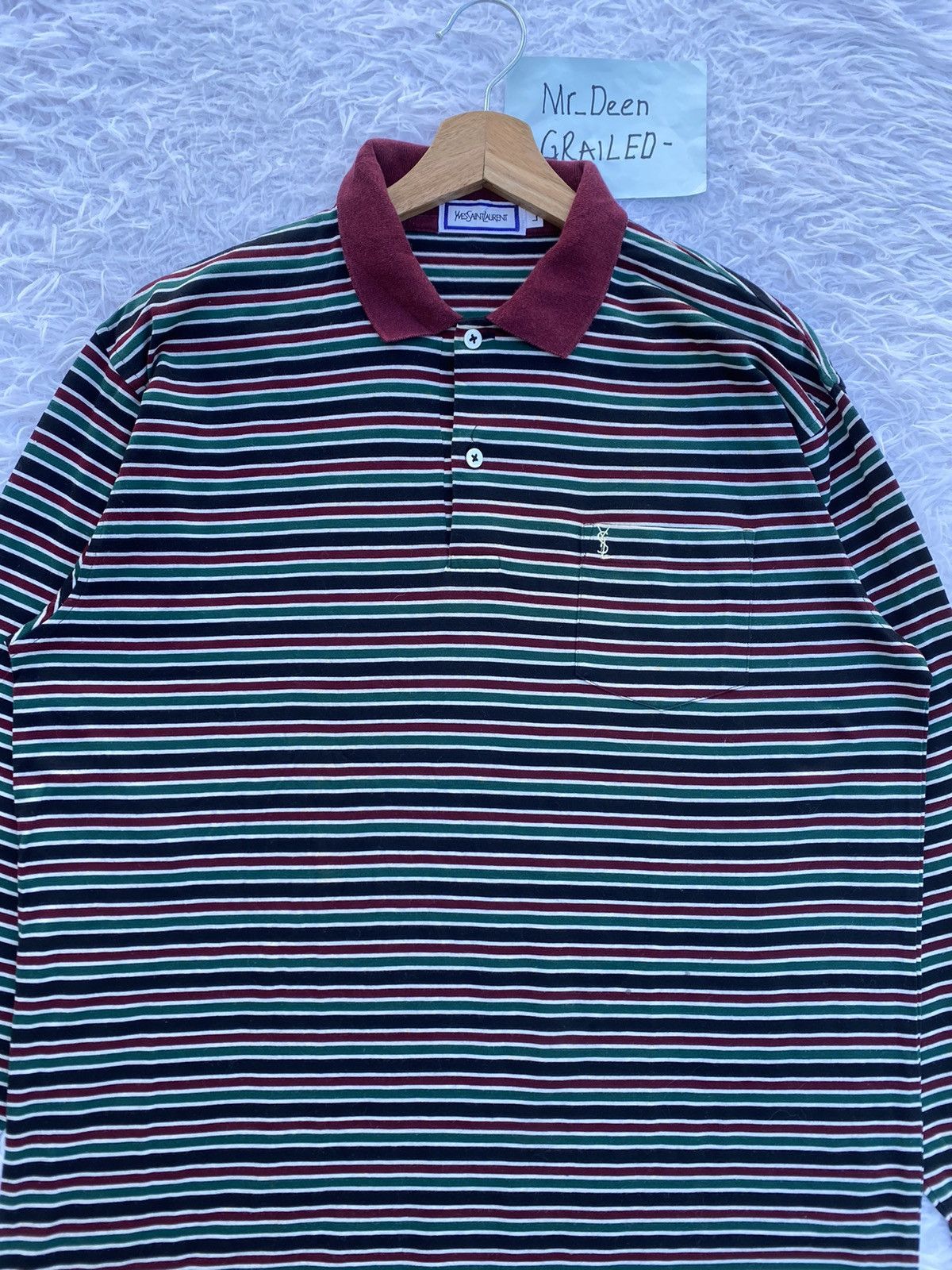 Yves Saint Laurent Rare Vintage Yves Saint Laurent YSL Striped Collar Shirt Size US M / EU 48-50 / 2 - 7 Thumbnail