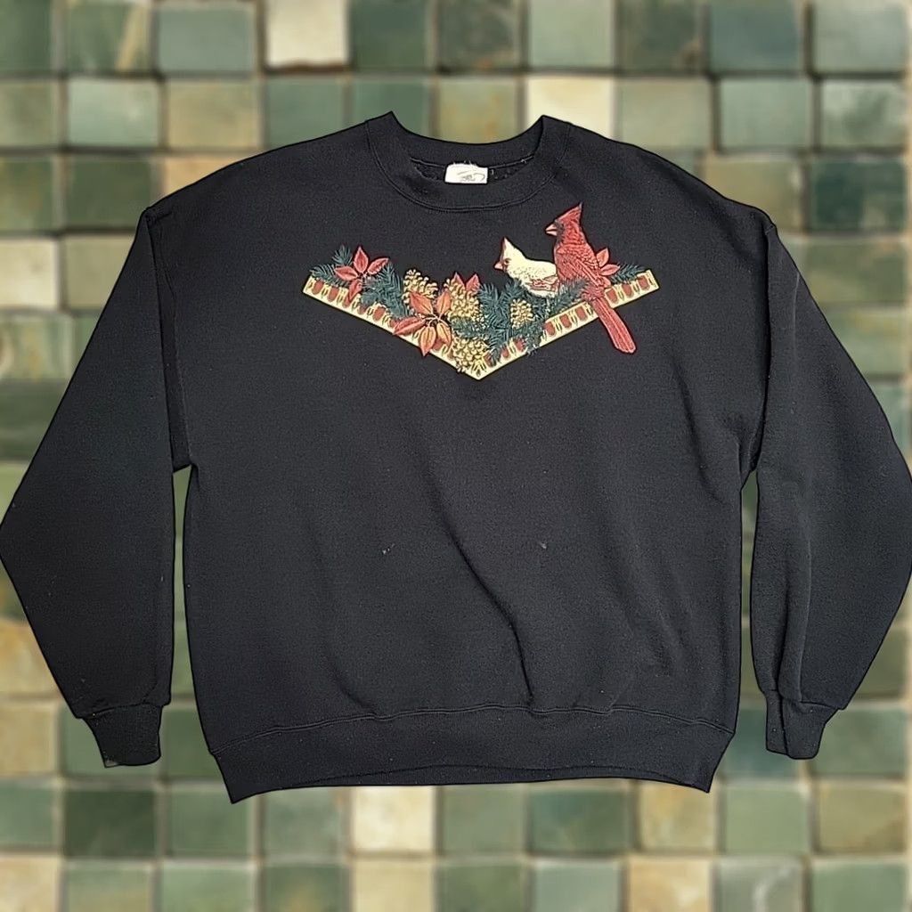 Jerzees VTG Jerzees Sweatshirt Womens 2XL Black Cardinal Cottage Made in USA Retro Pullover Crew Neck Fleece Graphic Print Size XXL / US 16-18 / IT 52-54 - 1 Thumbnail