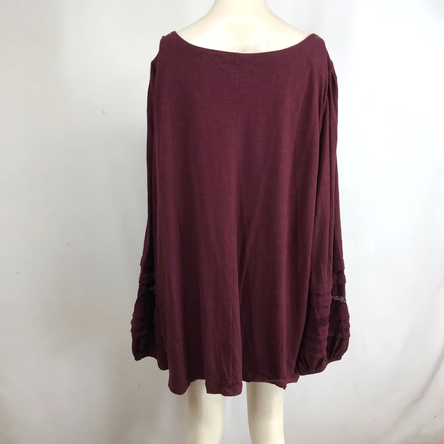 Vintage Lane Bryant Plus Size 26 28 Burgundy Long Sleeve Lace Detail Tunic Top Size 4XL / US 24-26 - 5 Thumbnail