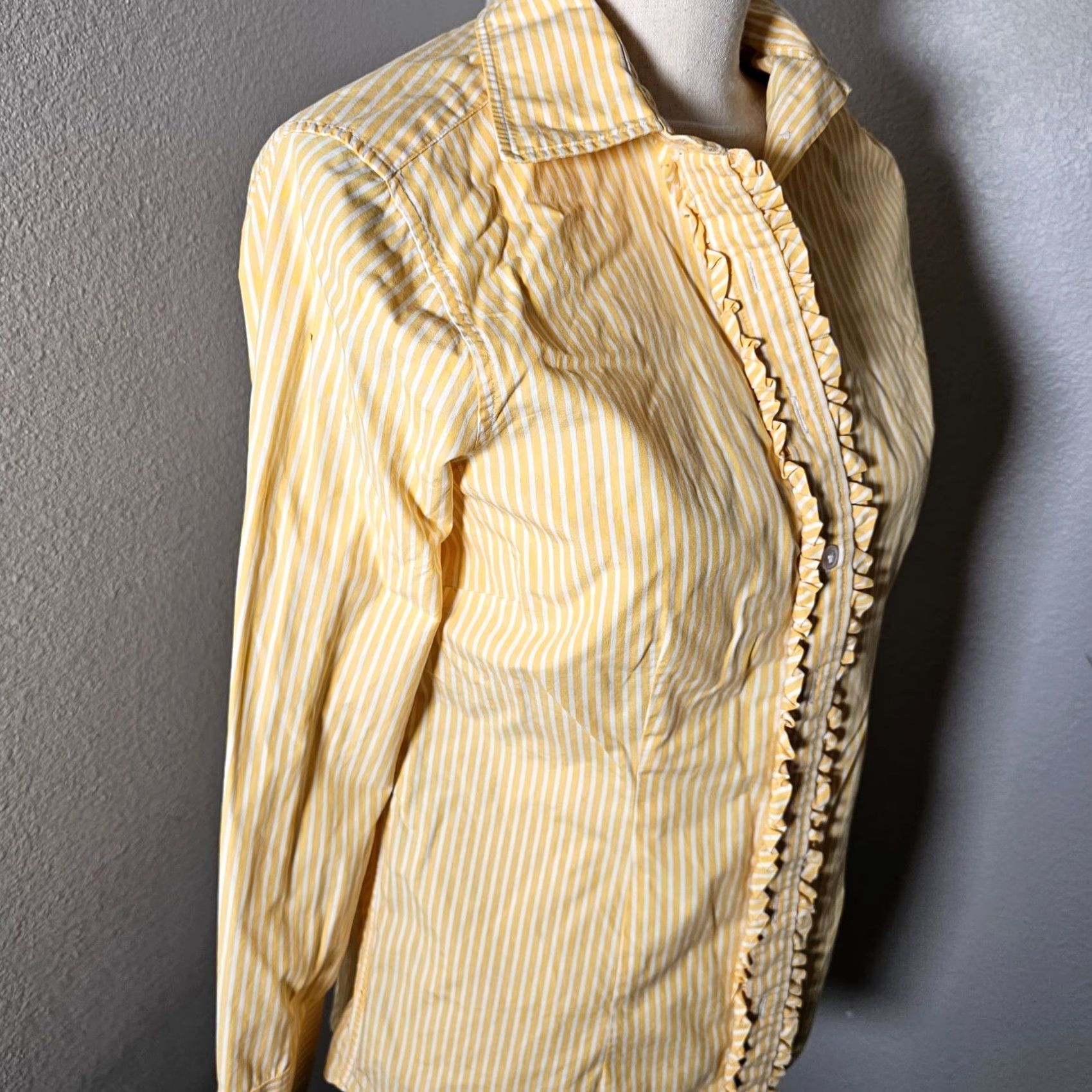 Lands' End VINTAGE Lands' End Button Up Blouse Orange Long Sleeve Women 4 Ruched Trim Casual Size S / US 4 / IT 40 - 5 Thumbnail