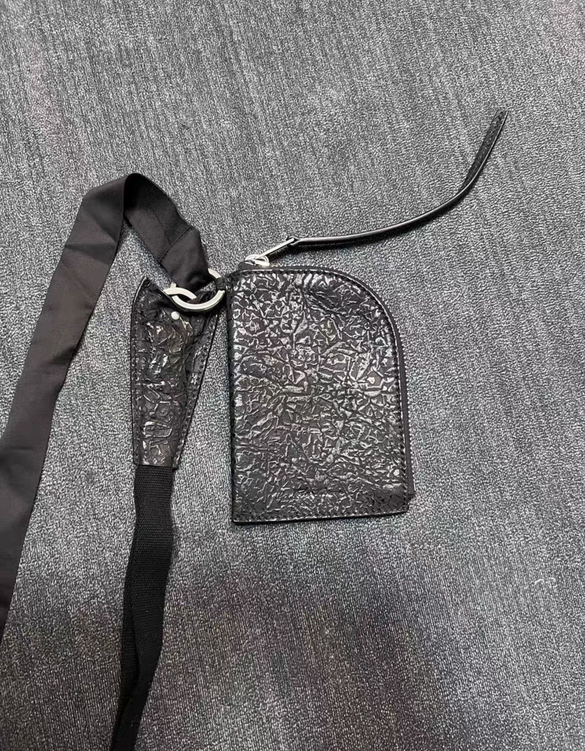 Rick Owens Mainline Textured Leather Lanyard Card Case