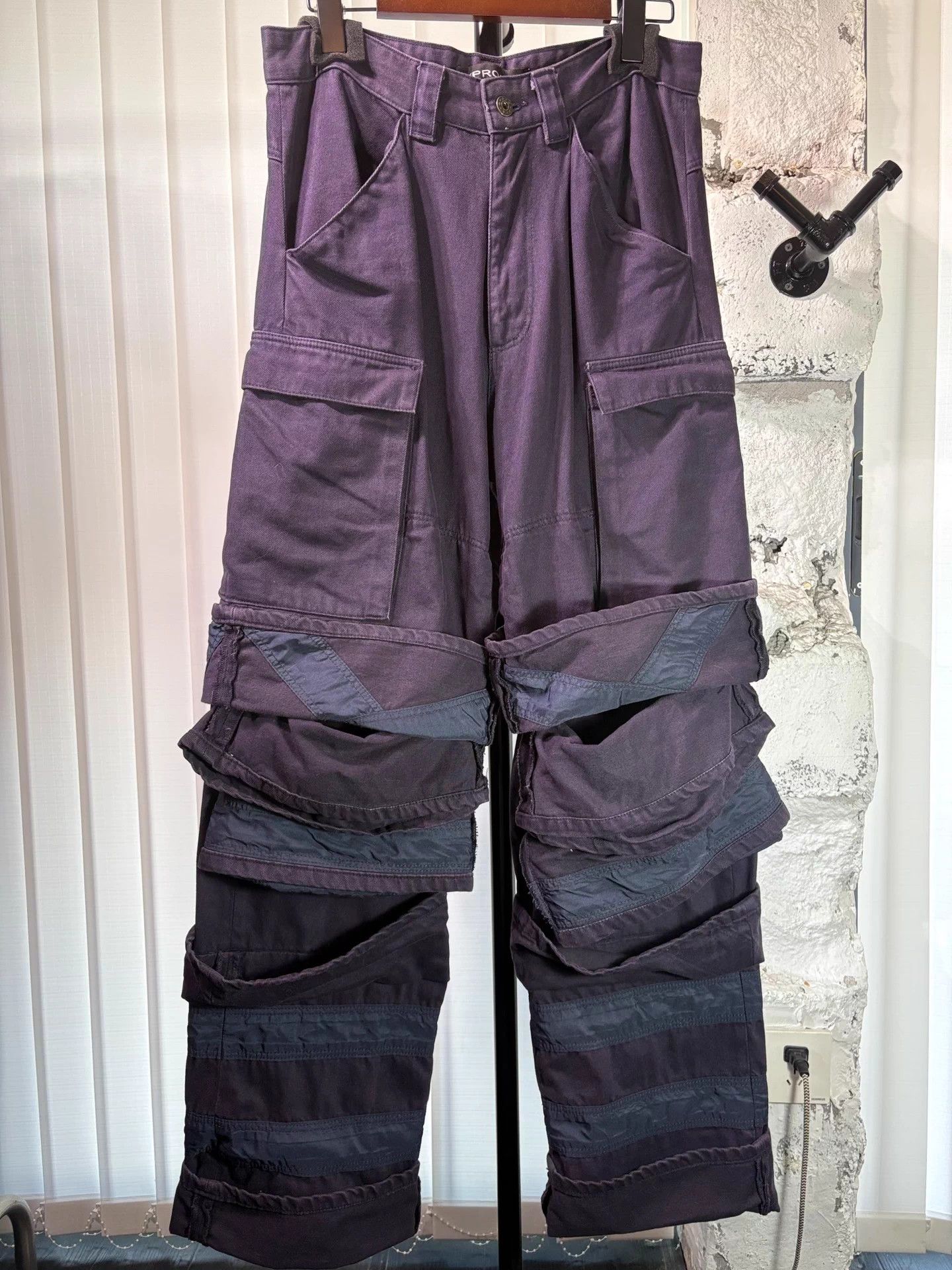Y/Project Y/project 18FW Layered Distressed Eggplant Cargo Pants XS Size US 28 / EU 44 - 1 Thumbnail