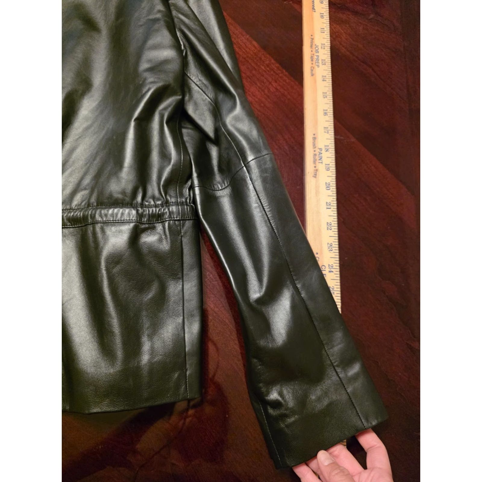 Escada Escada Sport Jacket Womens 40 Black Leather Collarless Zip Drawstring Waist Jacket Size S / US 4 / IT 40 - 5 Thumbnail