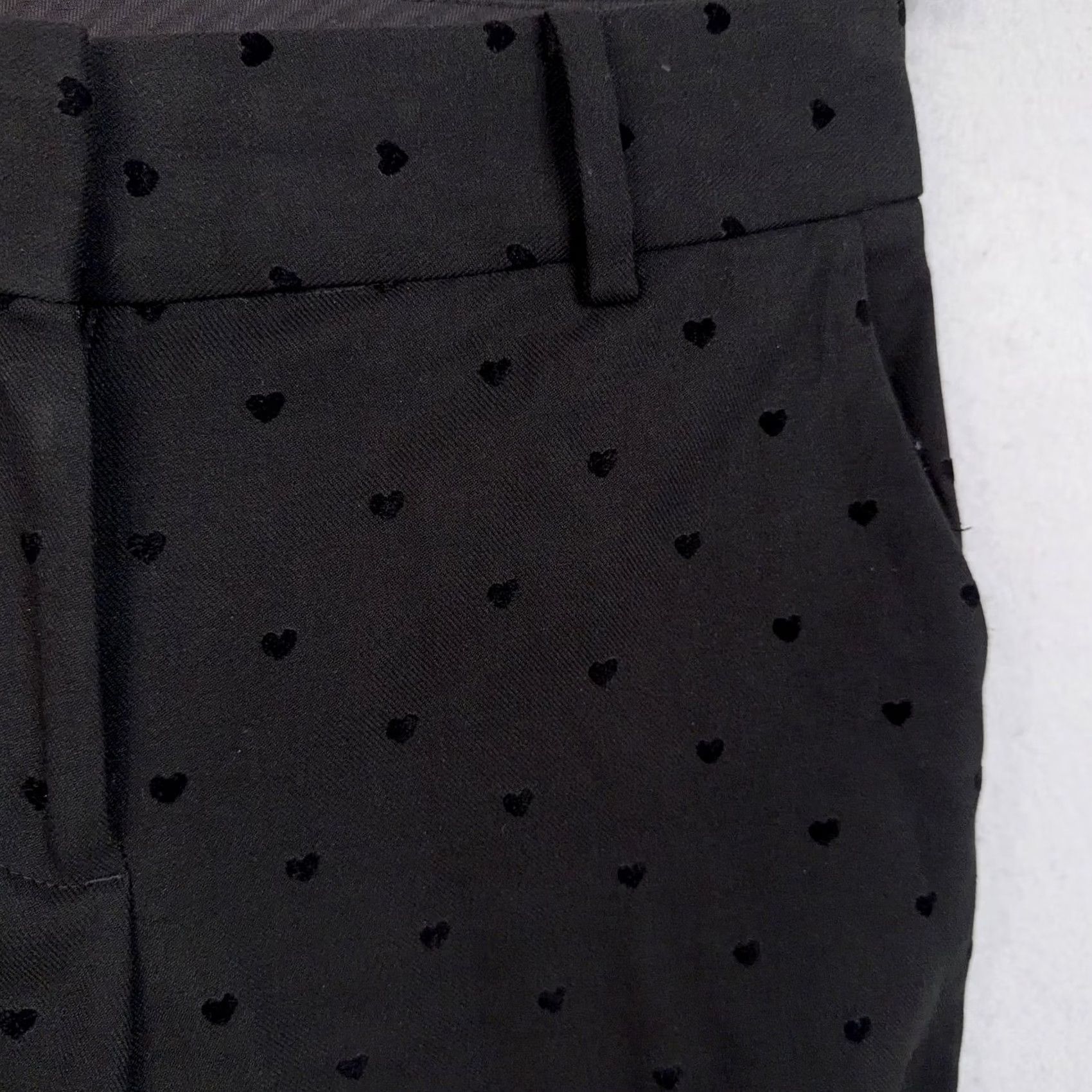 Talbots Talbots Pants Womens 2 Black Hampshire Ankle Heart Print Tapered Twill Stretch Size 26" / US 2 / IT 38 - 4 Thumbnail