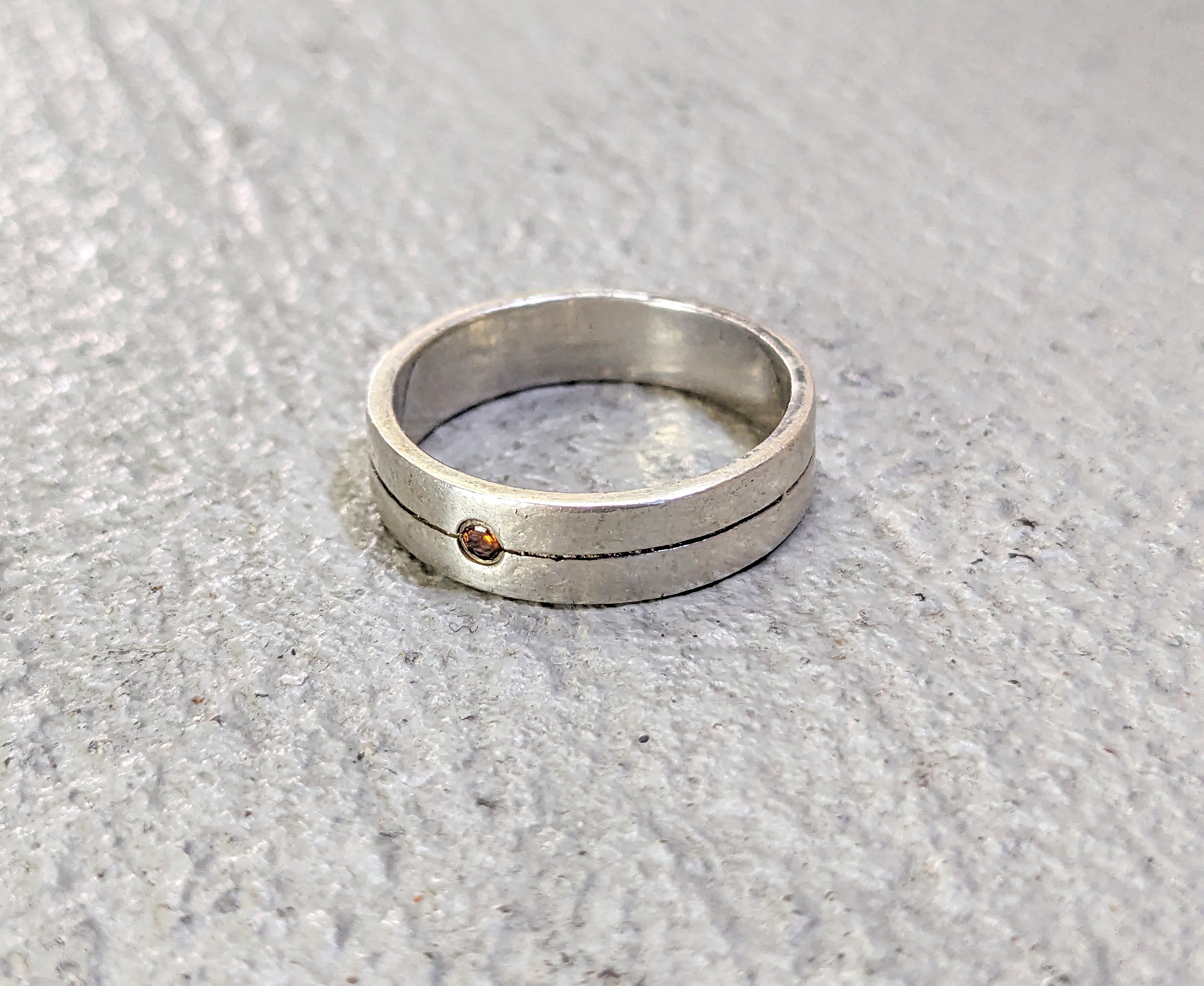 Jewelry Vintage Sterling Silver Ring Orange 8.75 Modern Minimalist Size ONE SIZE - 3 Thumbnail