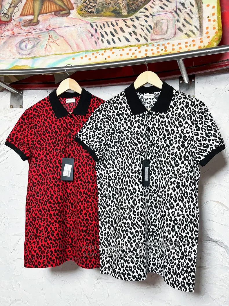 Saint Laurent Paris Saint Laurent Paris Red Leopard Print Collar Polo Shirt Size US M / EU 48-50 / 2 - 8 Thumbnail
