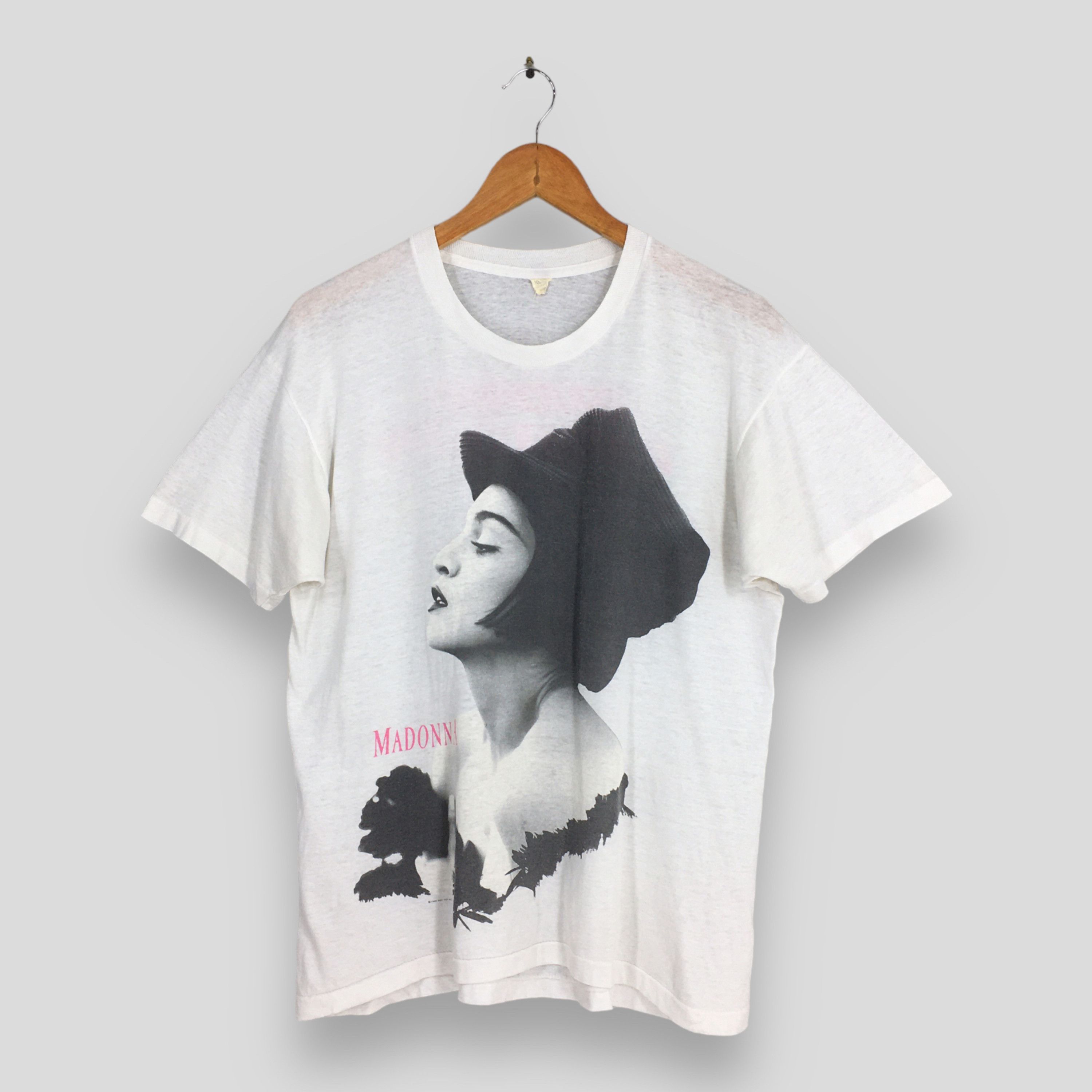 image of Art x Rock Tees Vintage 1980's Madonna Blond Ambition White T Shirt Xlarge, Men's (Size Medium)