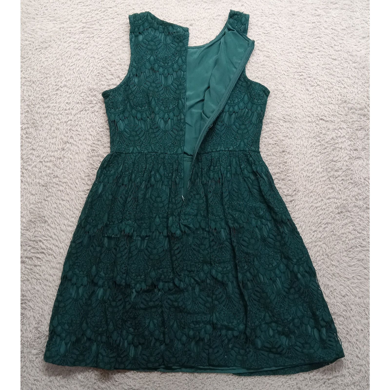 & Other Stories Forever 21 Exclusive Lace Dress M Emerald Green Lined Zip Size M / US 6-8 / IT 42-44 - 3 Thumbnail