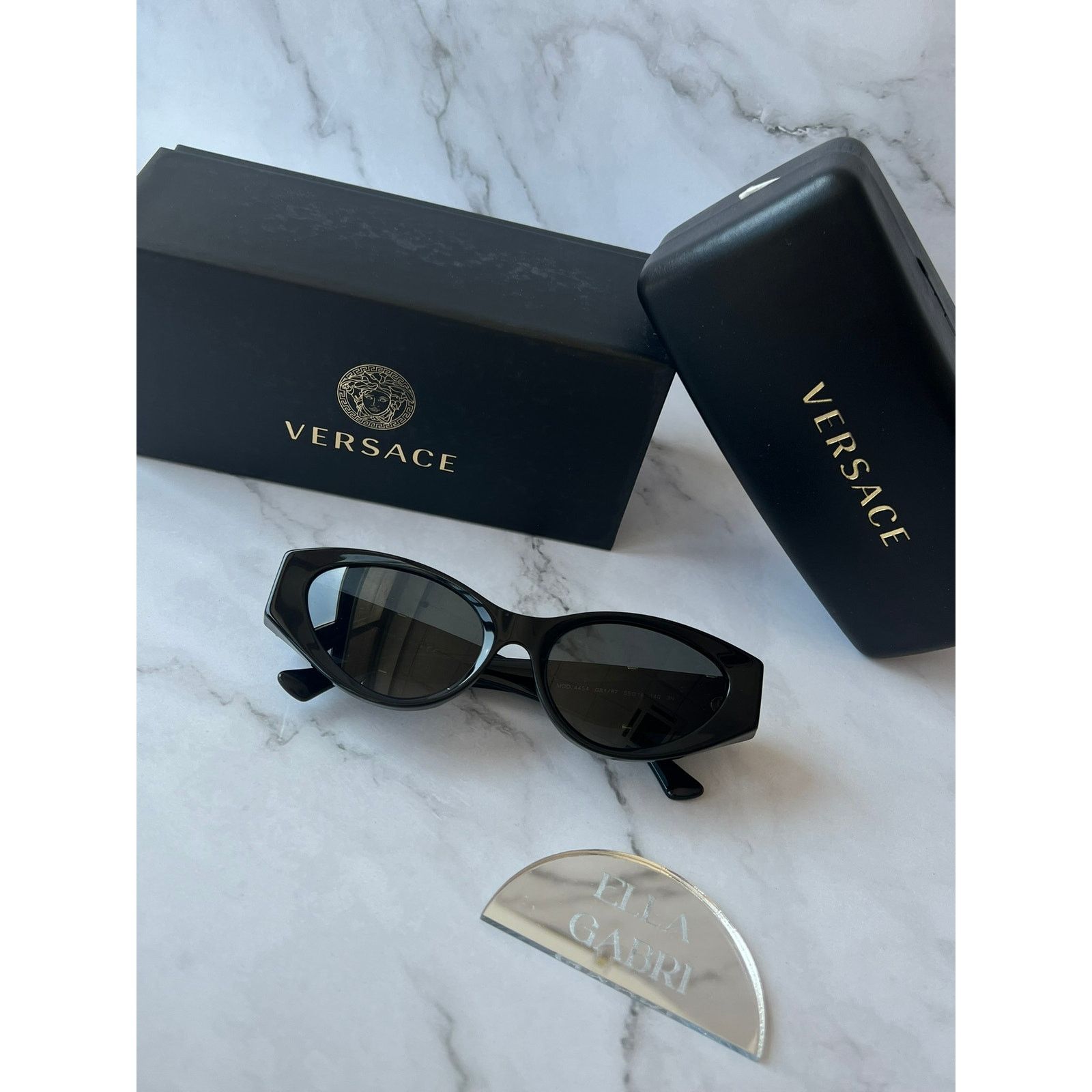 Versace Versace VE4454 Cat Eye Sunglasses in Black Size ONE SIZE - 3 Thumbnail