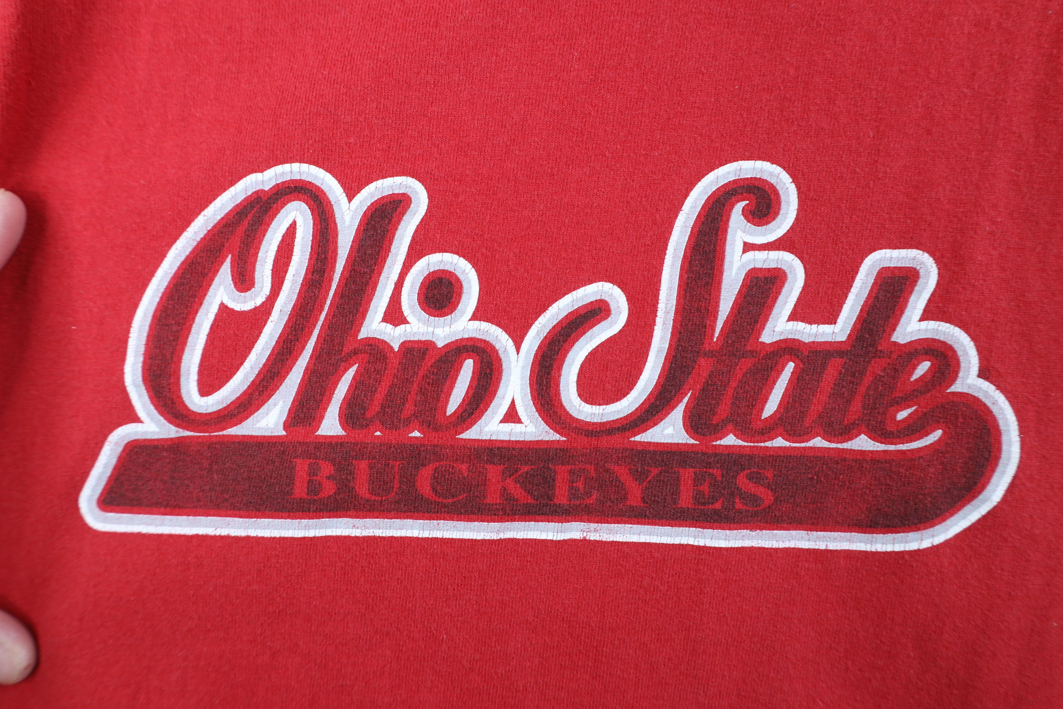 Vintage Vintage 90s Spell Script Ohio State University T-Shirt Red Size US L / EU 52-54 / 3 - 4 Thumbnail