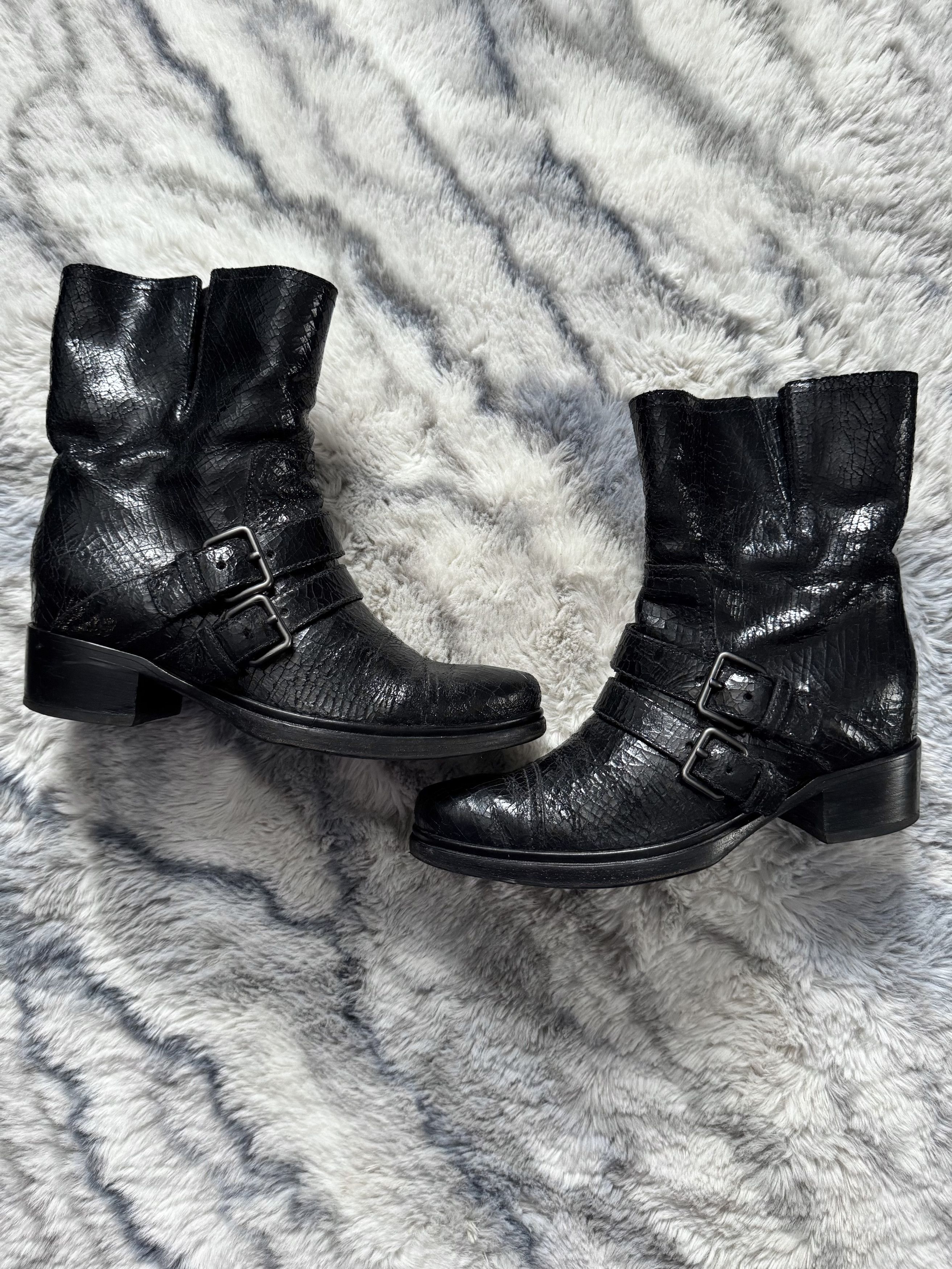 Miu Miu MIU MIU Double Buckle Ankle Leather Biker Boots Size US 6.5 / IT 36.5 - 1 Thumbnail