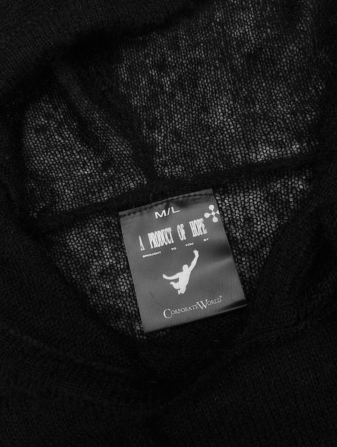 Destroy Lonely Corporate World Phantom Black Mohair Loose Knitted Hoodie Size US L / EU 52-54 / 3 - 9 Thumbnail