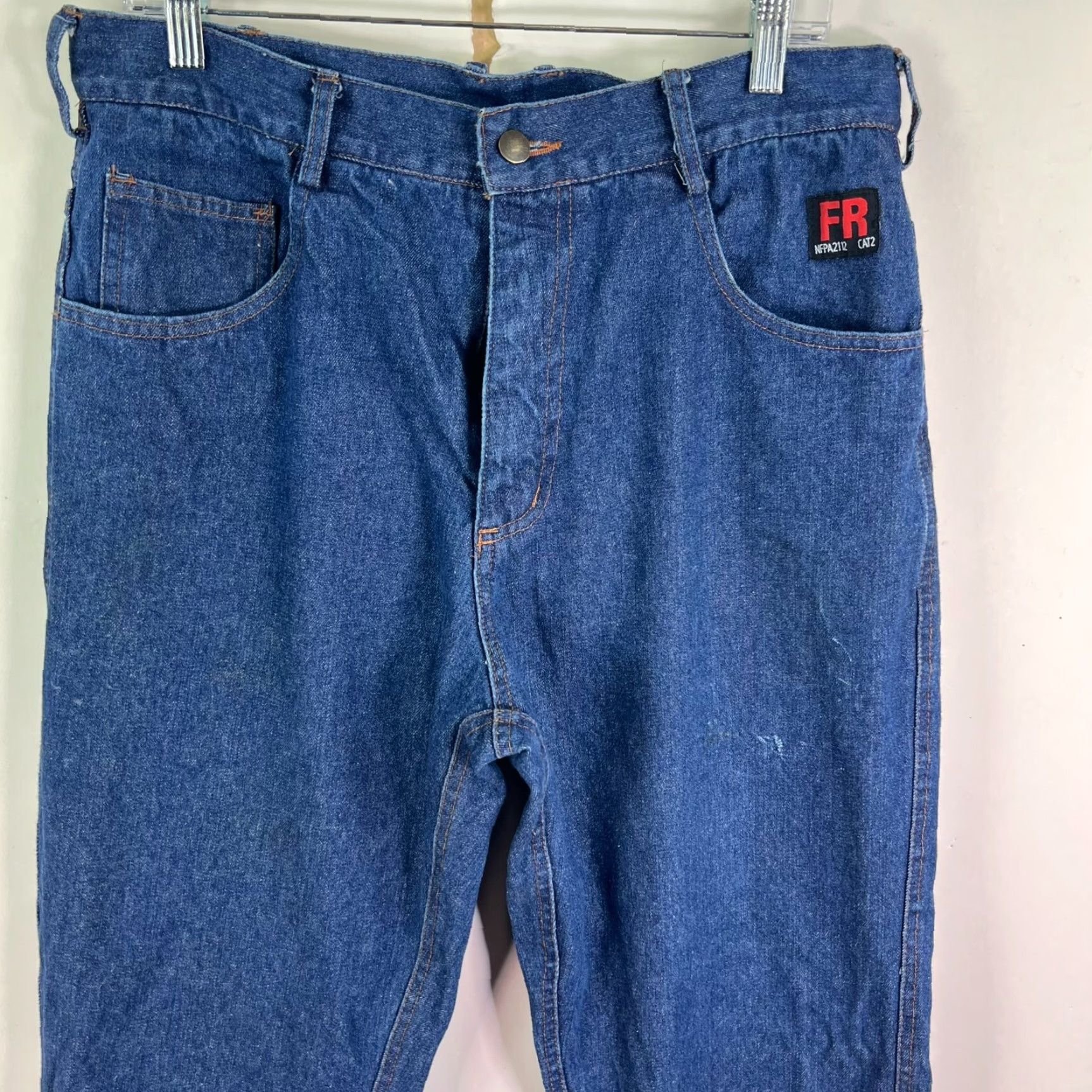 Vintage TITICACA FR Cat 2 Flame Resistant Blue Jeans Mens Size 34 X 31 Denim 5-Pocket Straight High Rise USA Cat Cowboy 90s Style Mens Size US 34 / EU 50 - 2 Thumbnail