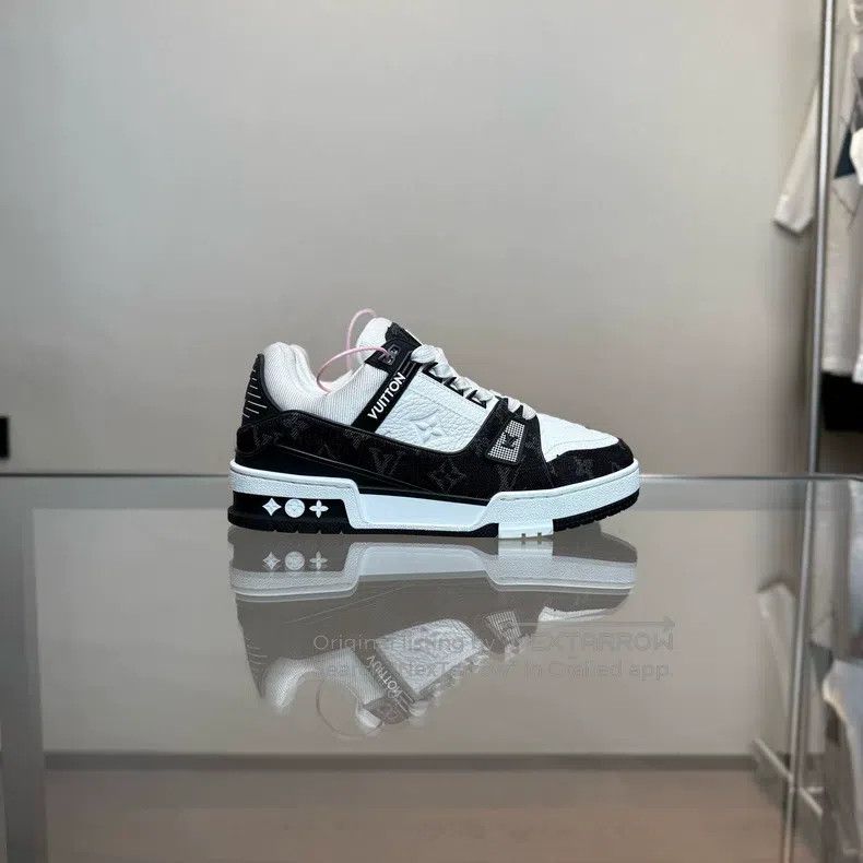Louis Vuitton Louis Vuitton Trainer 24 New Black and White Denim shoes Size US 5.5 / IT 35.5 - 3 Thumbnail