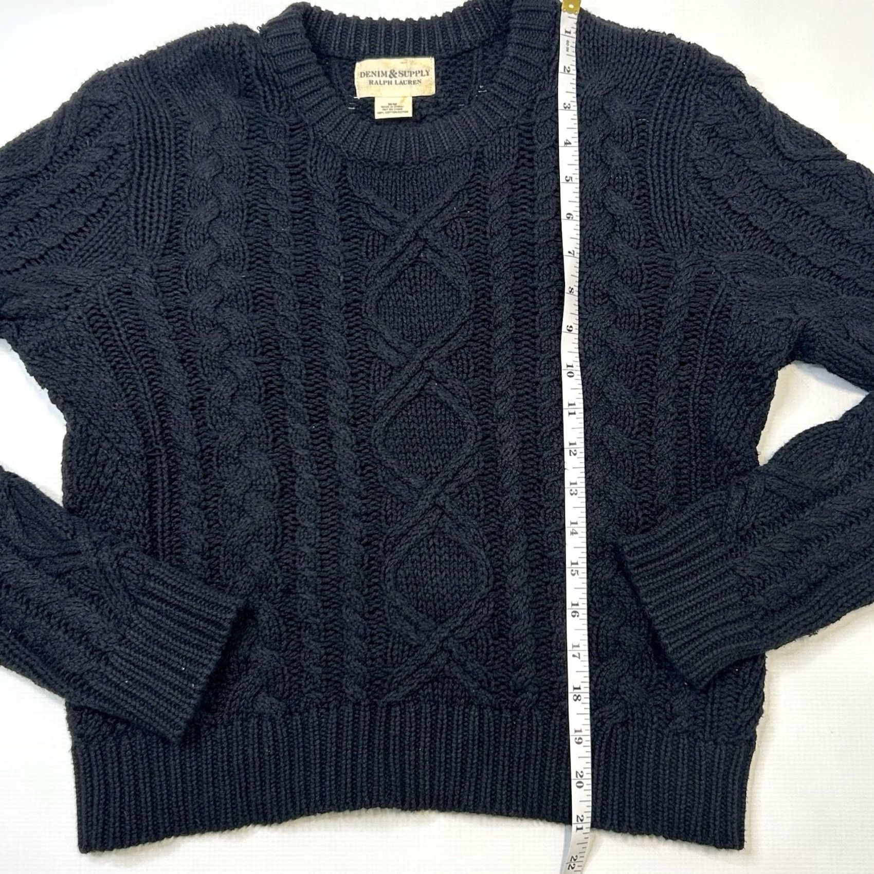 Ralph Lauren VINTAGE Denim & Supply Ralph Lauren Womens Cable Knit Sweater Size Medium In Black Size M / US 6-8 / IT 42-44 - 4 Thumbnail
