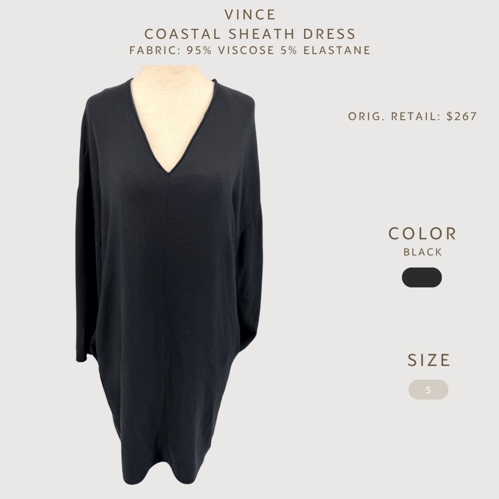 Vince Vince Coastal Sheath Dress Black V Neck S Size S / US 4 / IT 40 - 2 Thumbnail