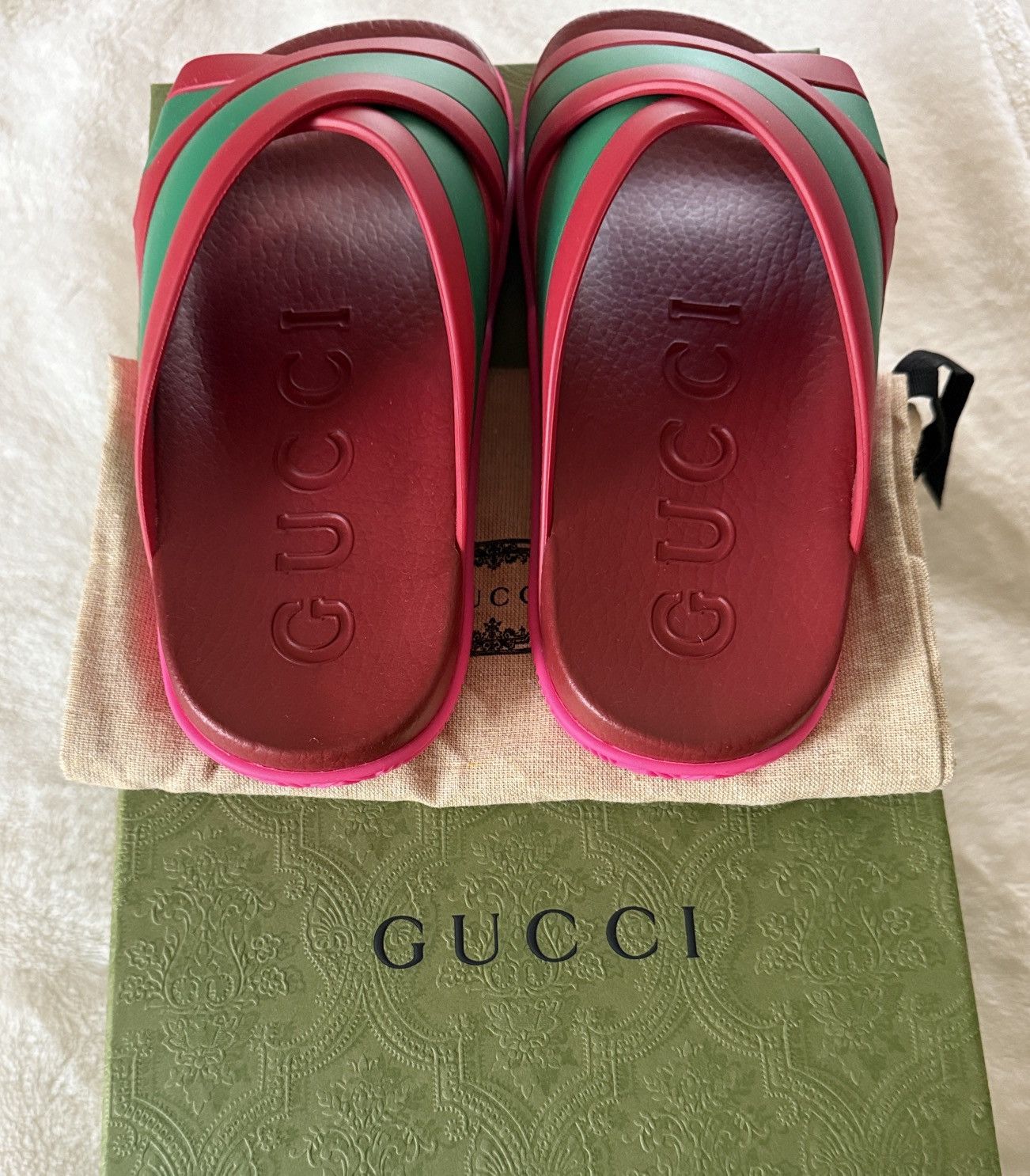 Gucci Gucci Women’s Red and Green Stripes Slides Size US 6 / IT 36 - 3 Thumbnail