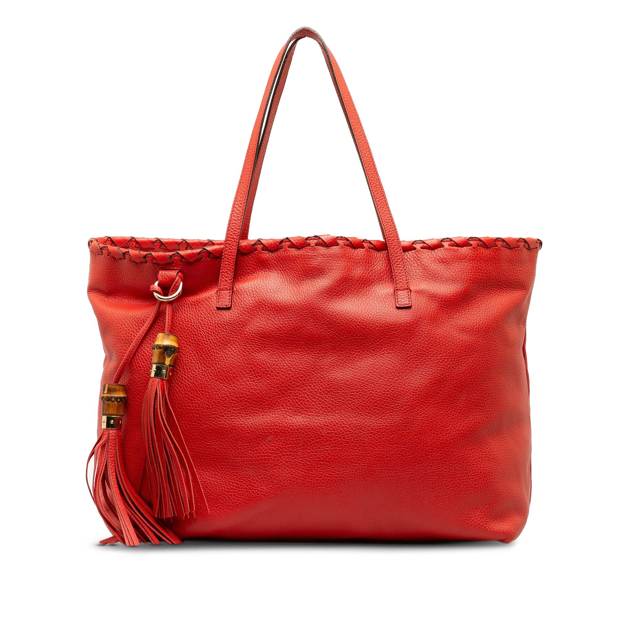 image of Gucci Bamboo Tassel Tote Tote Bag in Red, Women's